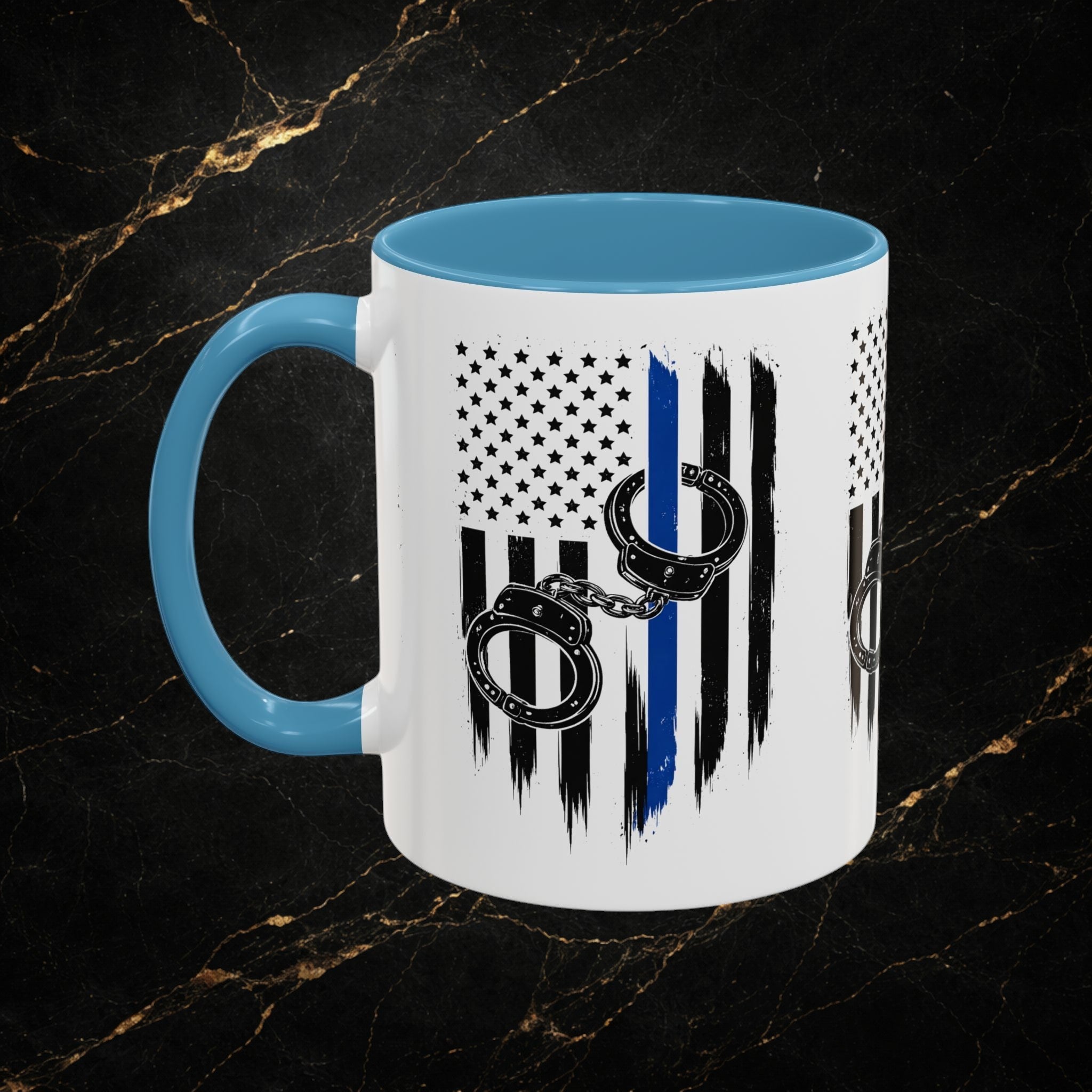Police 911 Accent Coffee Mug — Patrol Car with Lights Coffee Cup (11/15oz)