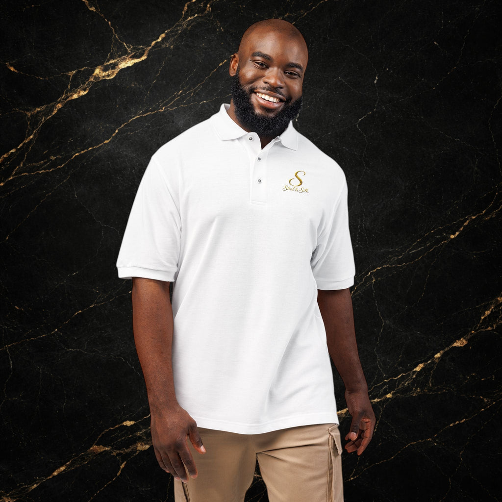 Embroidered Gold Snake Logo Polo Shirt — Classic Casual Dress Polo