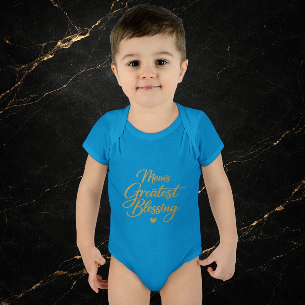 Mom's Greatest Blessing Infant Bodysuit — "Mom" Cross Newborn Onesie