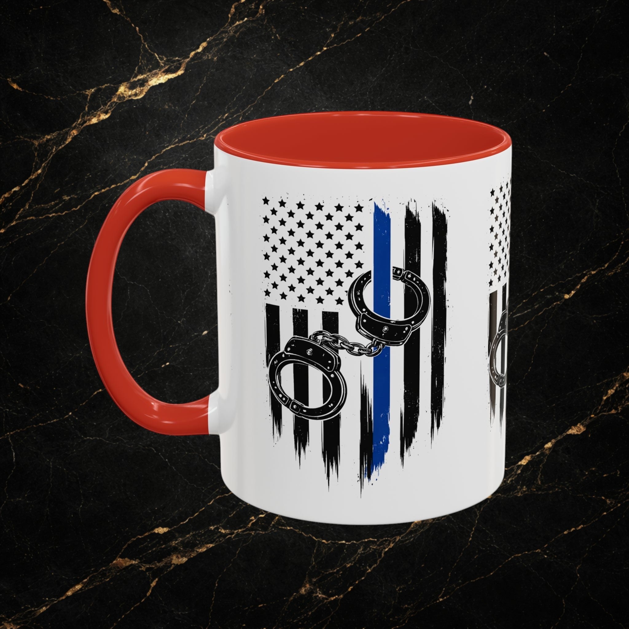 Police 911 Accent Coffee Mug — Patrol Car with Lights Coffee Cup (11/15oz)