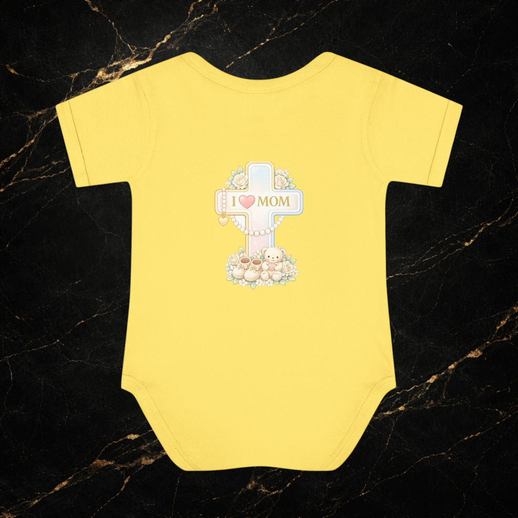 Mom's Greatest Blessing Infant Bodysuit — "Mom" Cross Newborn Onesie