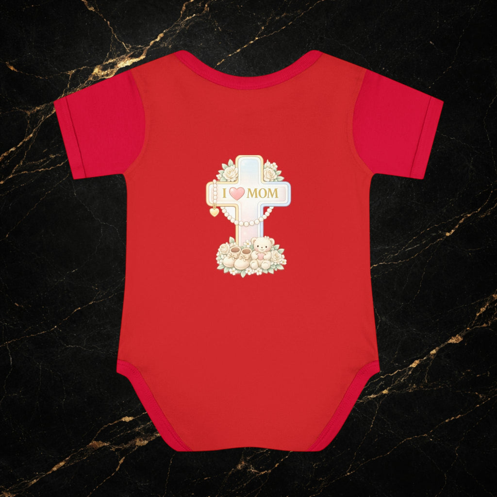 Mom's Greatest Blessing Infant Bodysuit — "Mom" Cross Newborn Onesie