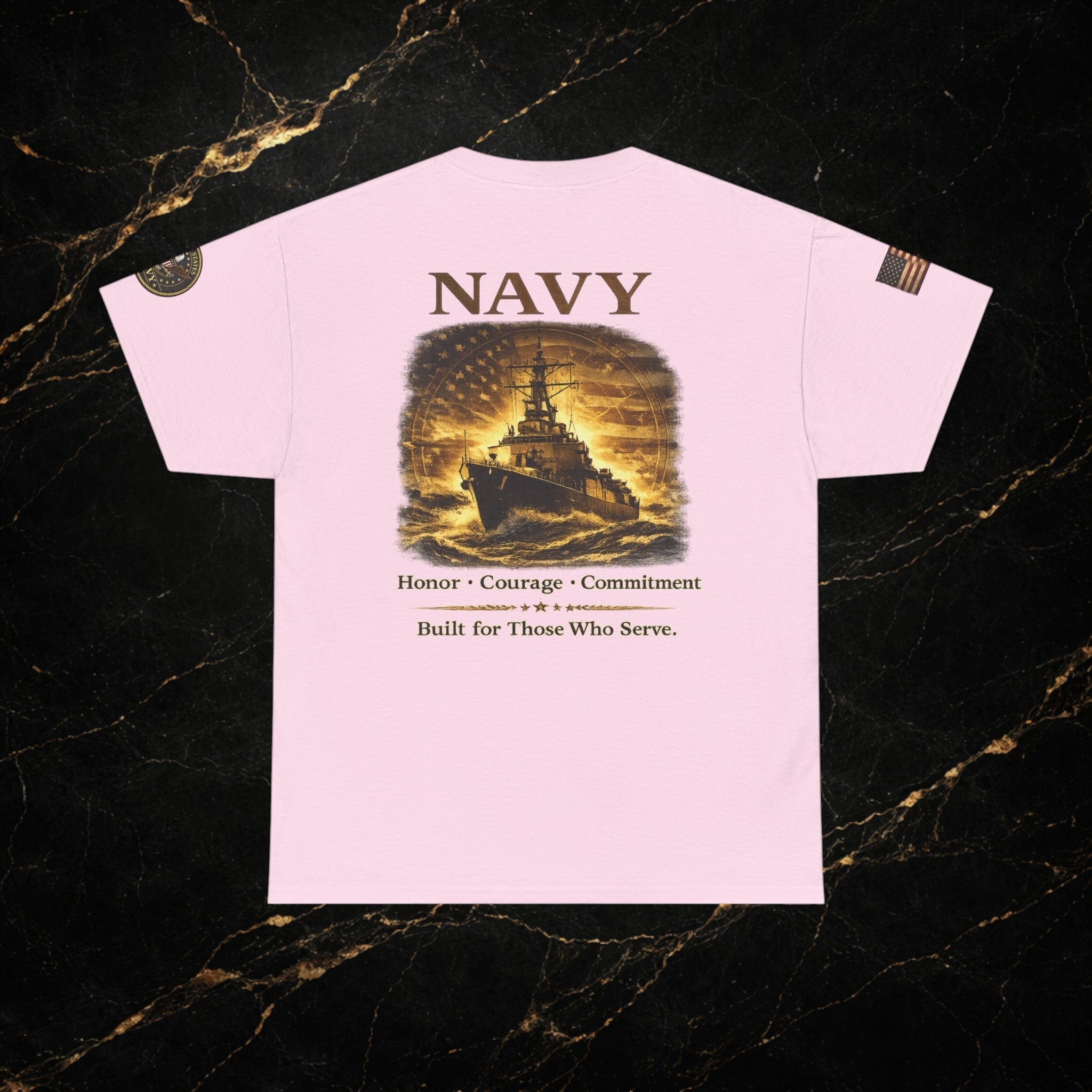 Navy ‘Forged at Sea’ Crew Neck Tee — Honor Courage Commitment Military T‑Shirt