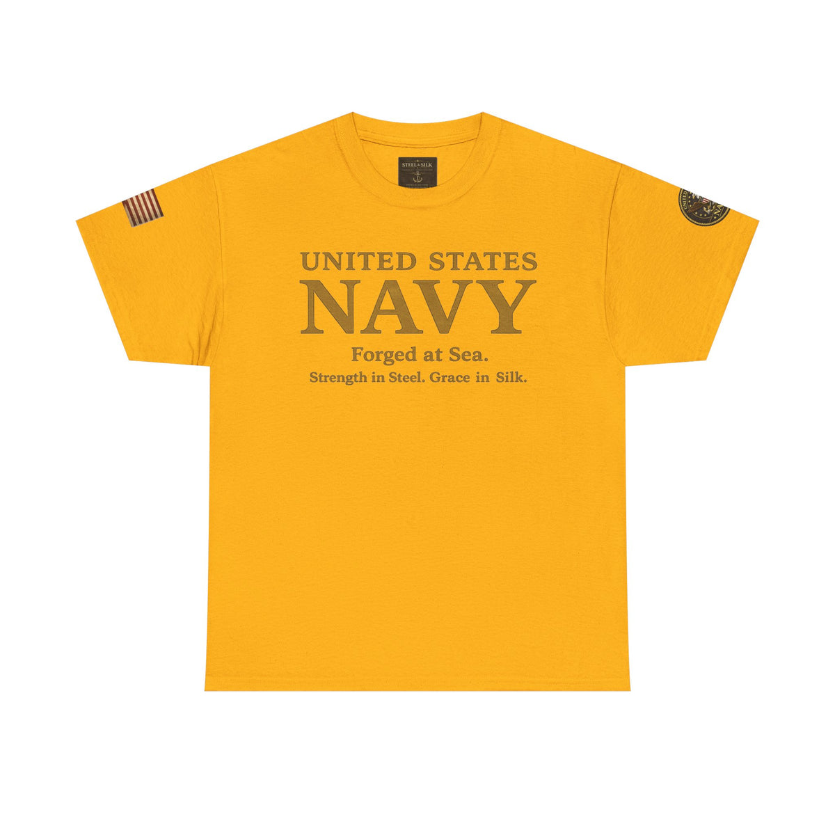 Navy ‘Forged at Sea’ Crew Neck Tee — Honor Courage Commitment Military T‑Shirt
