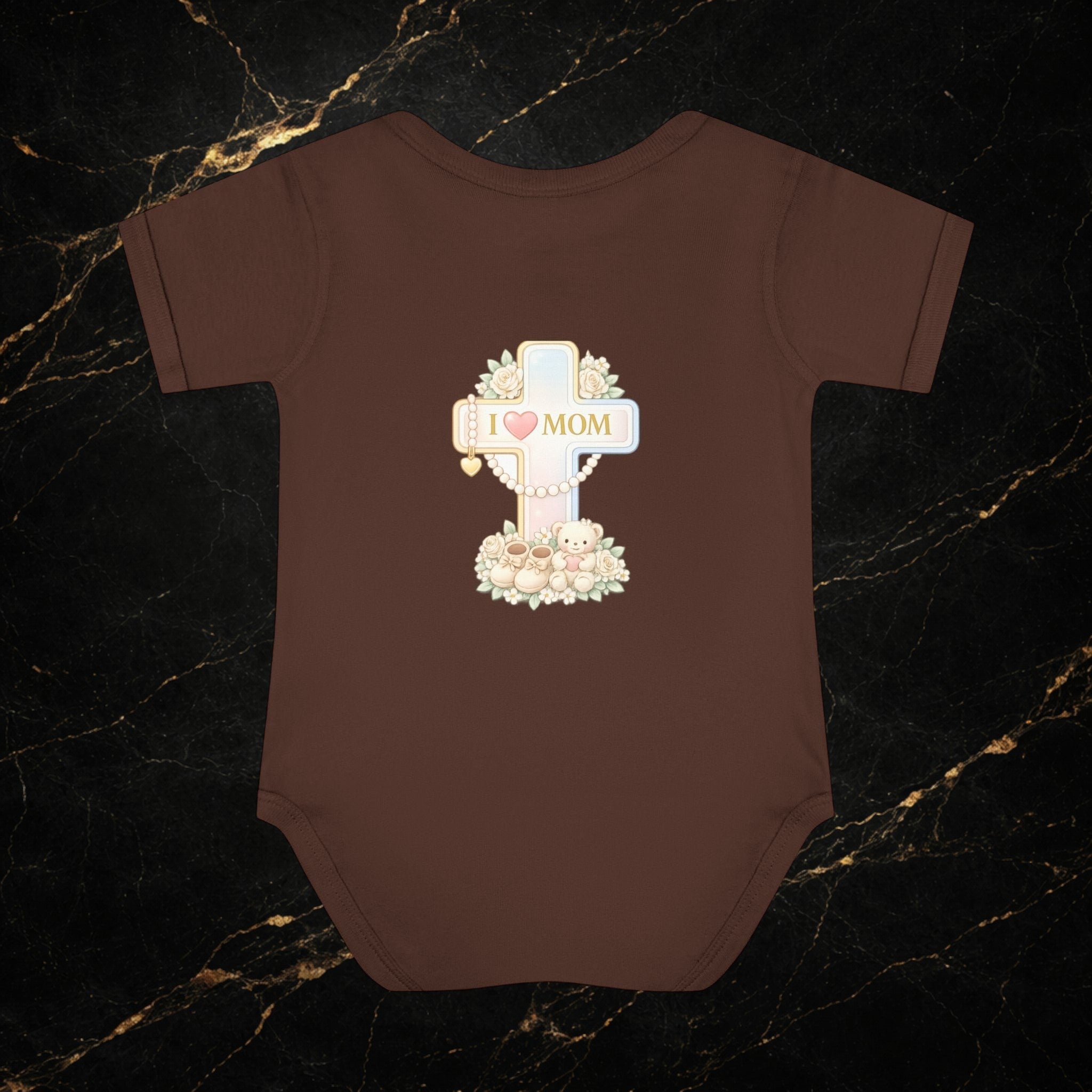 Mom's Greatest Blessing Infant Bodysuit — "Mom" Cross Newborn Onesie