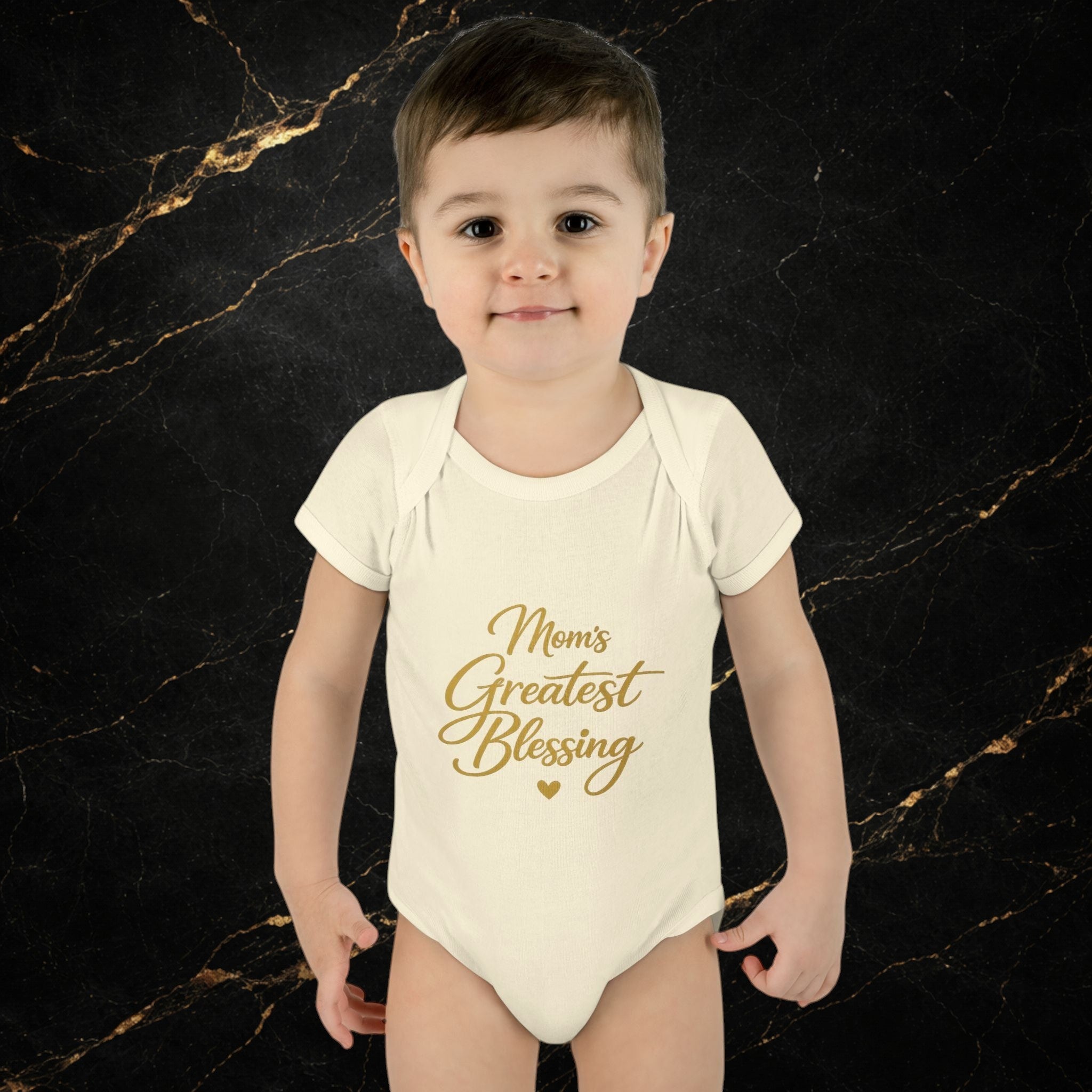 Mom's Greatest Blessing Infant Bodysuit — "Mom" Cross Newborn Onesie