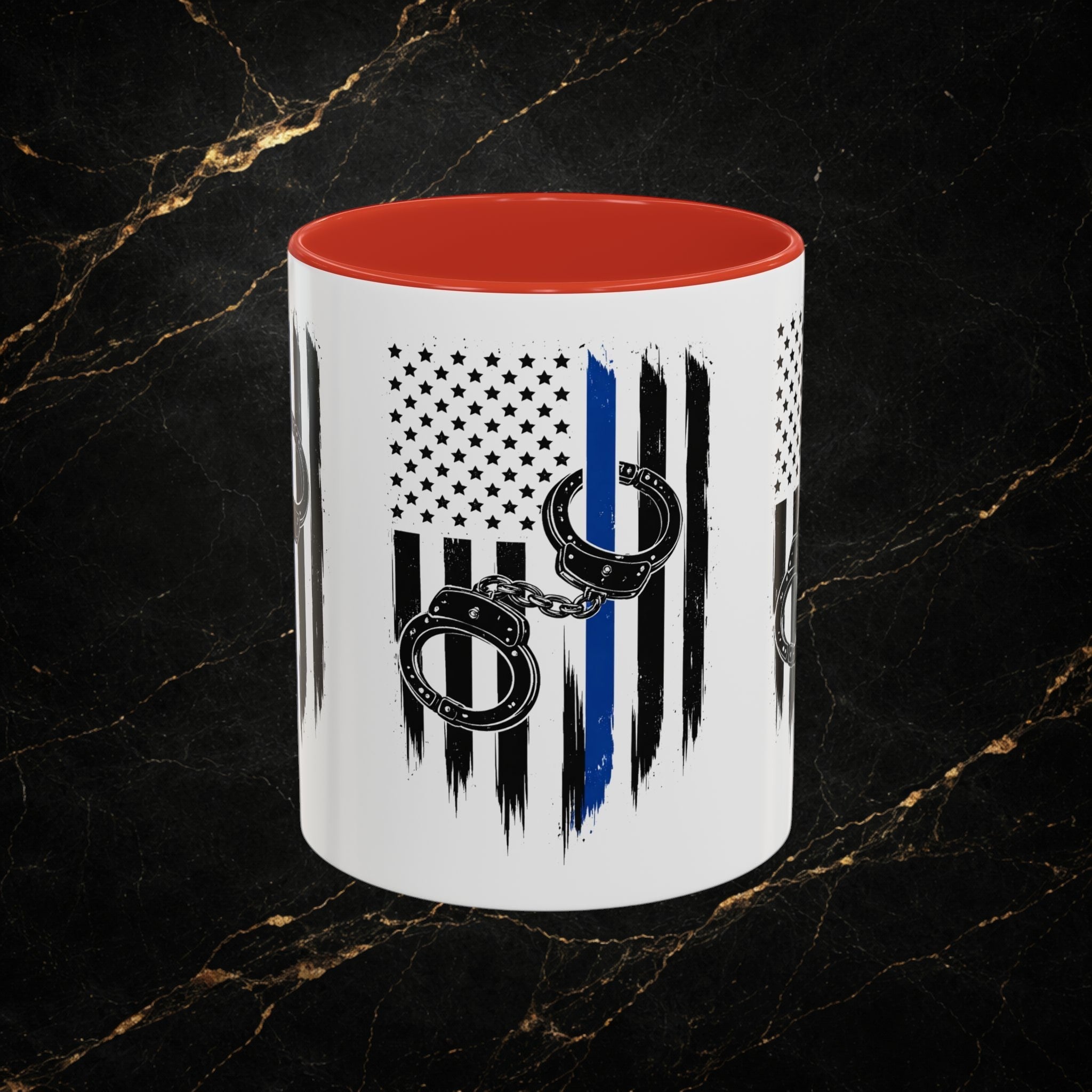 Police 911 Accent Coffee Mug — Patrol Car with Lights Coffee Cup (11/15oz)