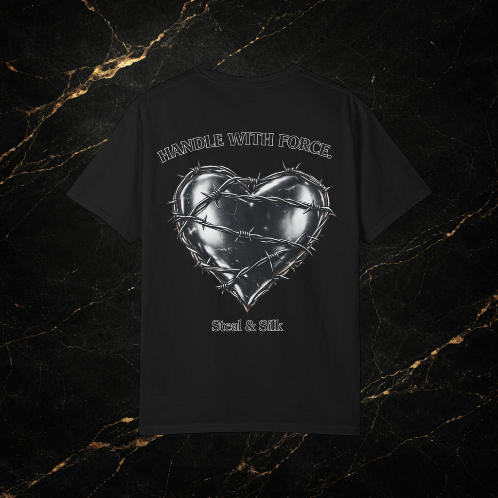 Handle With Force Heart Graphic T-Shirt — "Steal & Silk" Band Tee