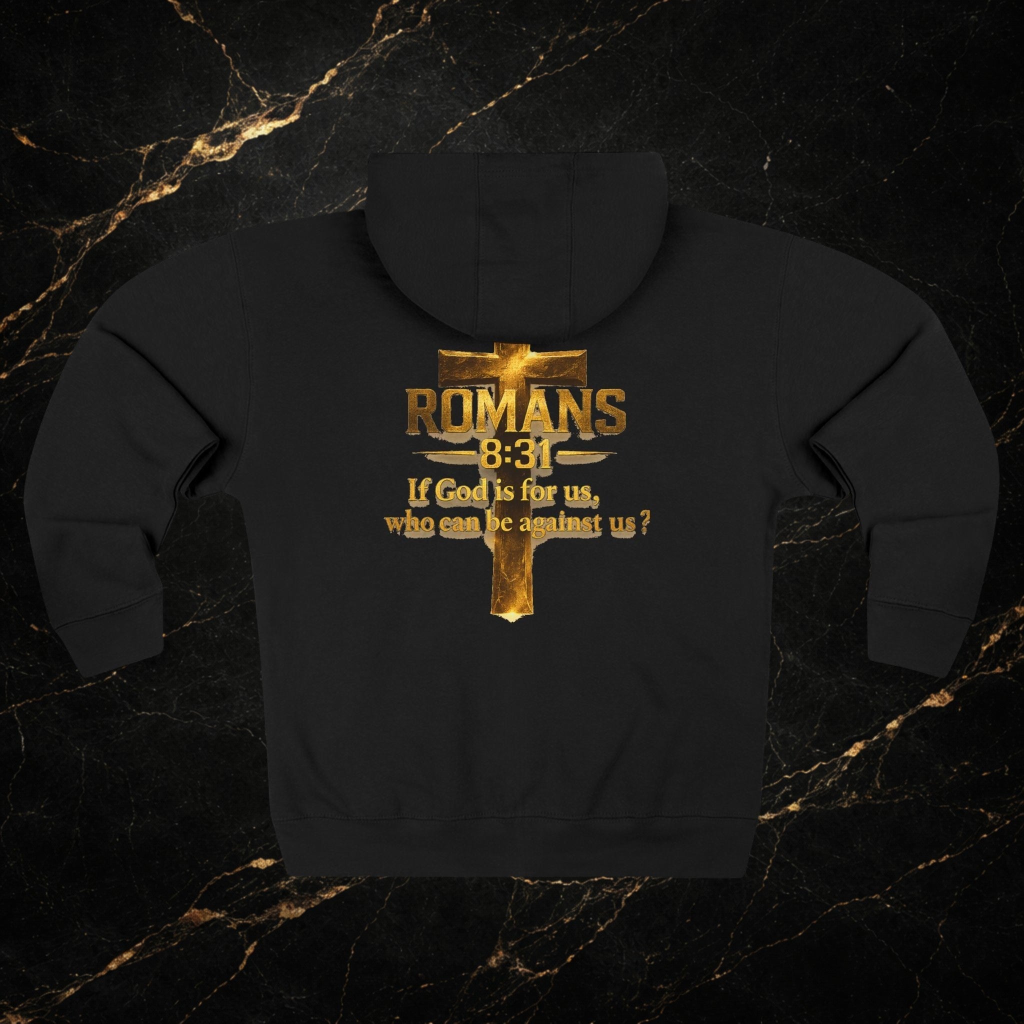 Romans 8:31 Cross Zip Hoodie — If God Is For Us Inspirational Christian Hoodie