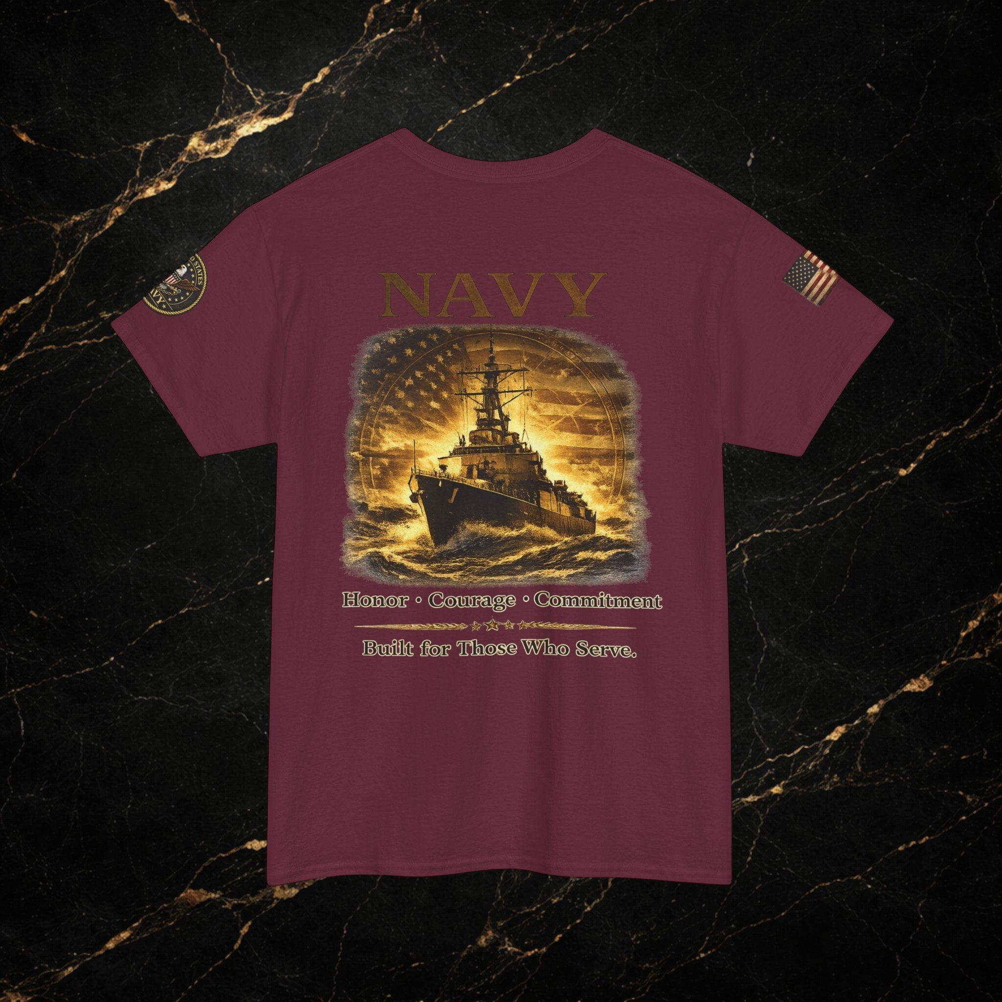Navy ‘Forged at Sea’ Crew Neck Tee — Honor Courage Commitment Military T‑Shirt