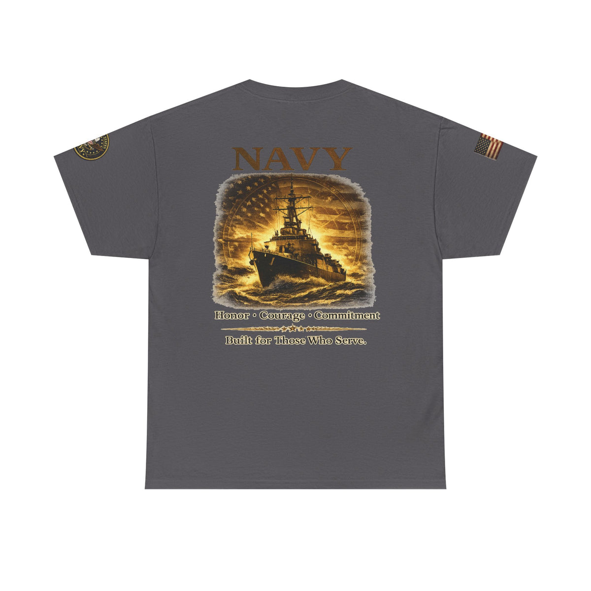 Navy ‘Forged at Sea’ Crew Neck Tee — Honor Courage Commitment Military T‑Shirt