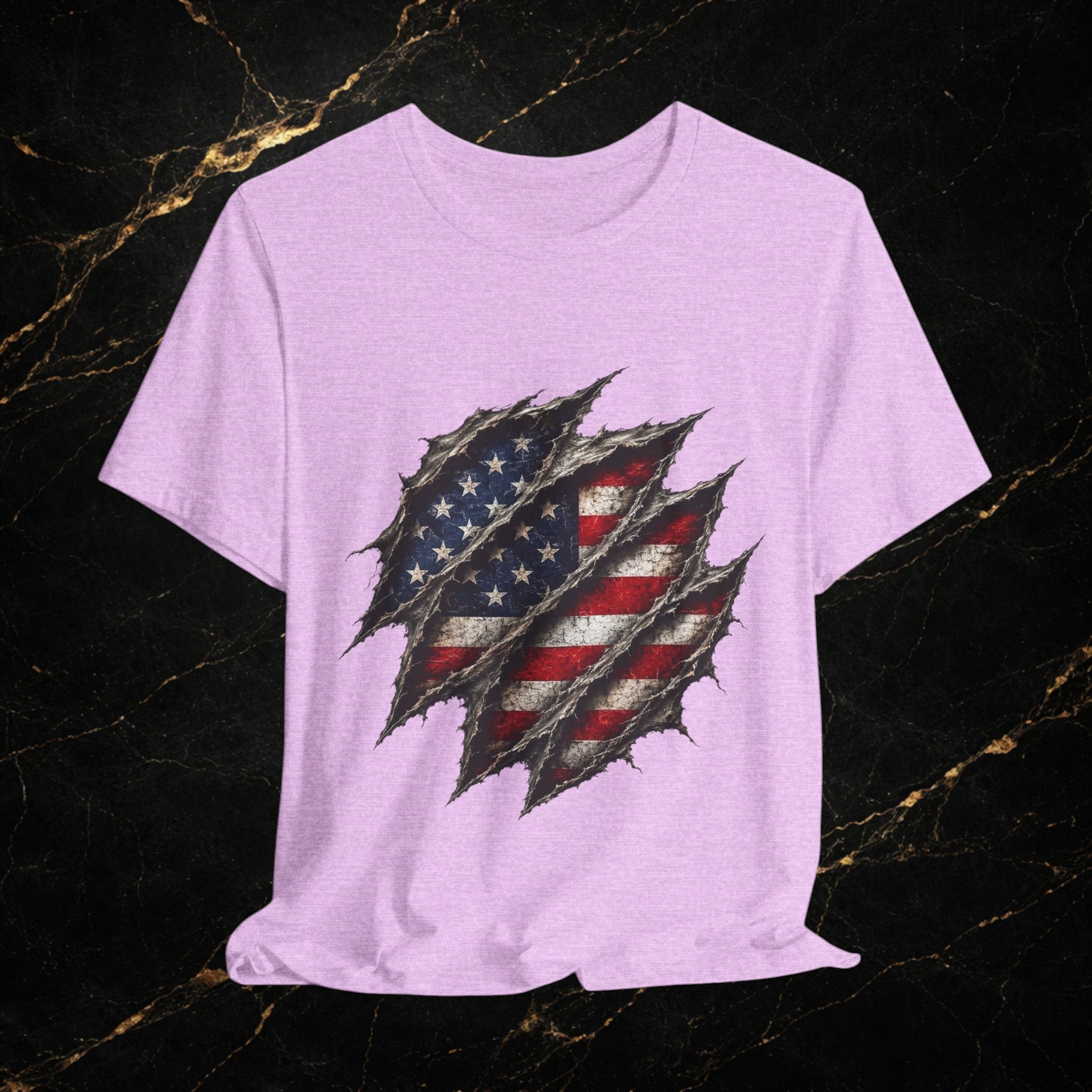 American Flag Ripped Chest T-Shirt - Patriotic USA Graphic Tee