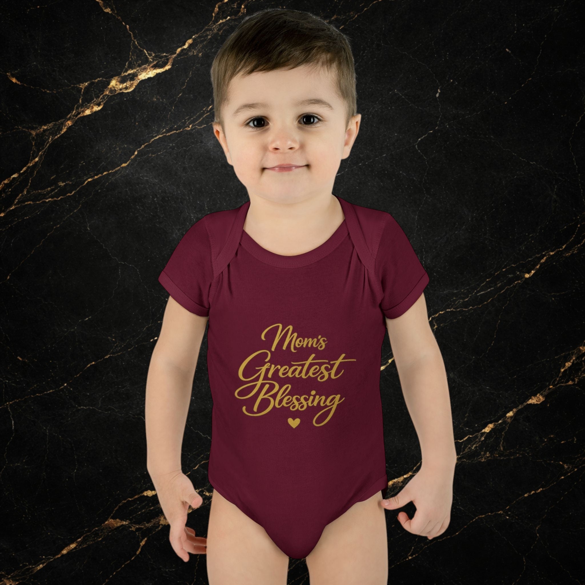 Mom's Greatest Blessing Infant Bodysuit — "Mom" Cross Newborn Onesie