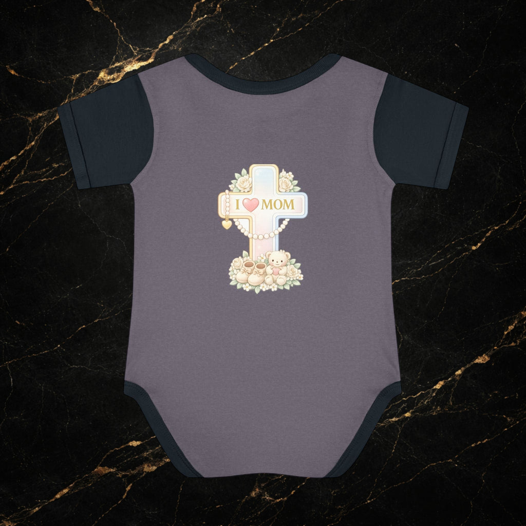 Mom's Greatest Blessing Infant Bodysuit — "Mom" Cross Newborn Onesie