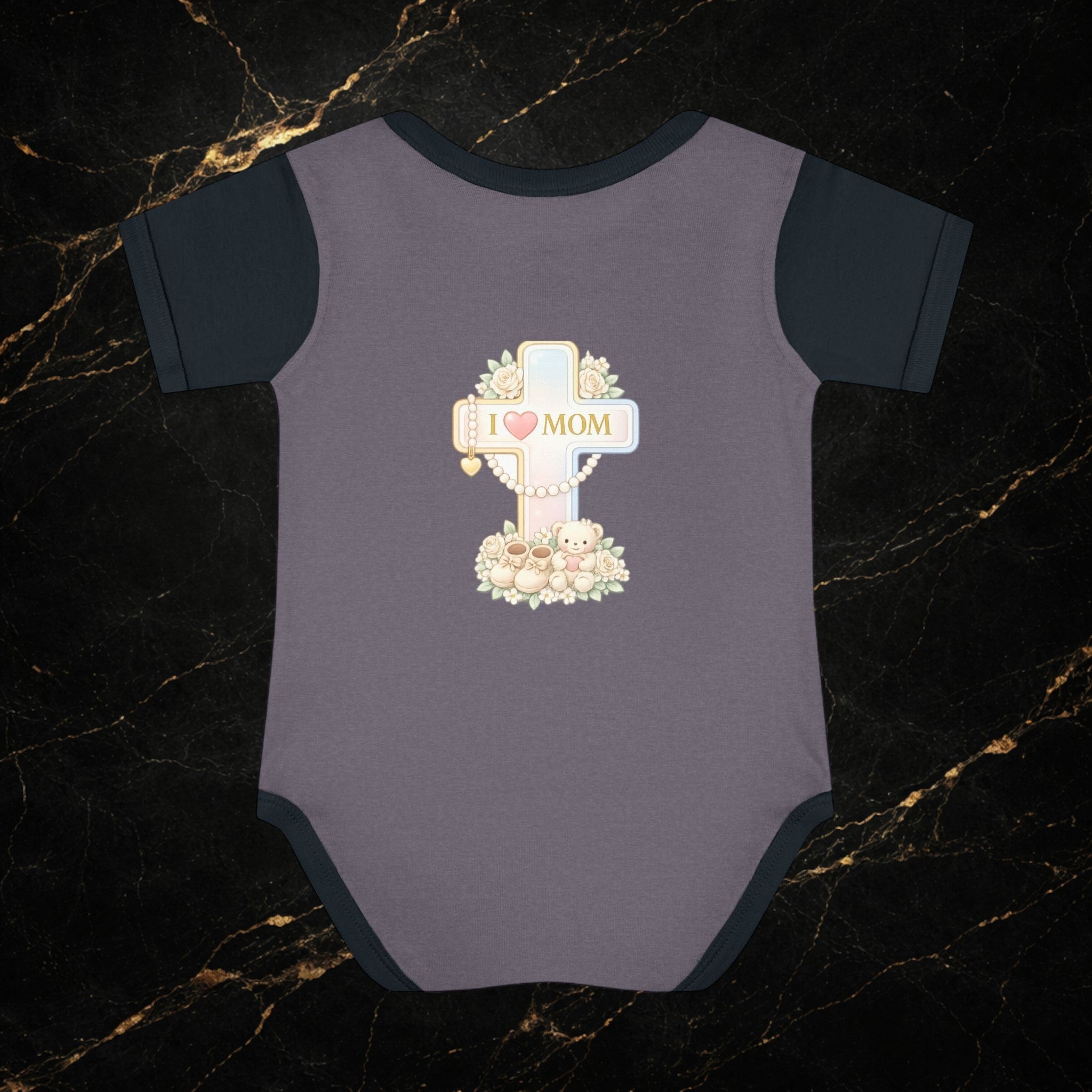 Mom's Greatest Blessing Infant Bodysuit — "Mom" Cross Newborn Onesie