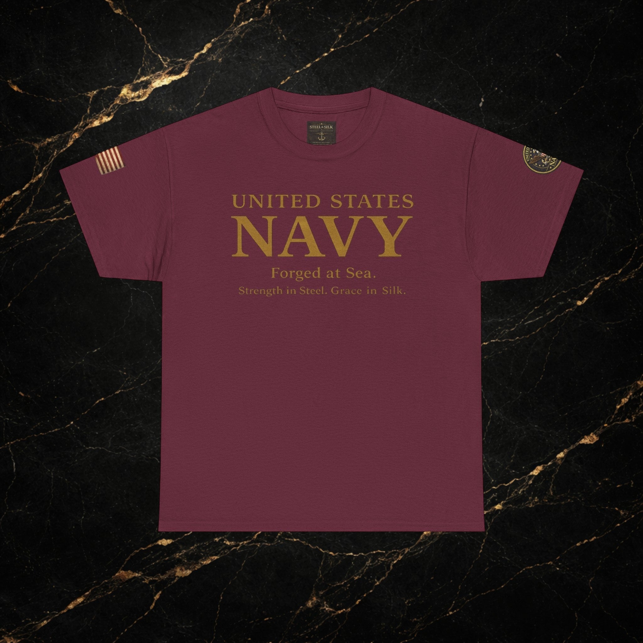Navy ‘Forged at Sea’ Crew Neck Tee — Honor Courage Commitment Military T‑Shirt