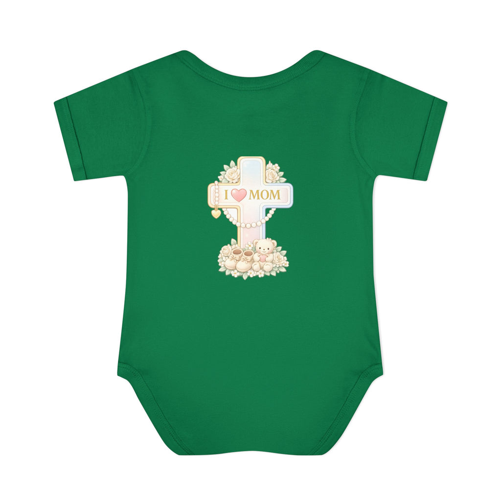 Mom's Greatest Blessing Infant Bodysuit — "Mom" Cross Newborn Onesie