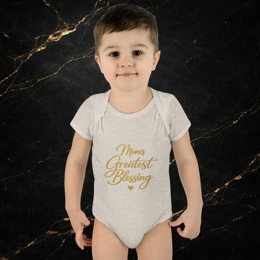 Mom's Greatest Blessing Infant Bodysuit — "Mom" Cross Newborn Onesie