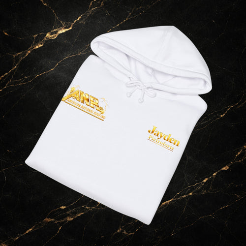 ANR Gold Logo Hoodie — Retro Metallic Band-Style Graphic Pullover
