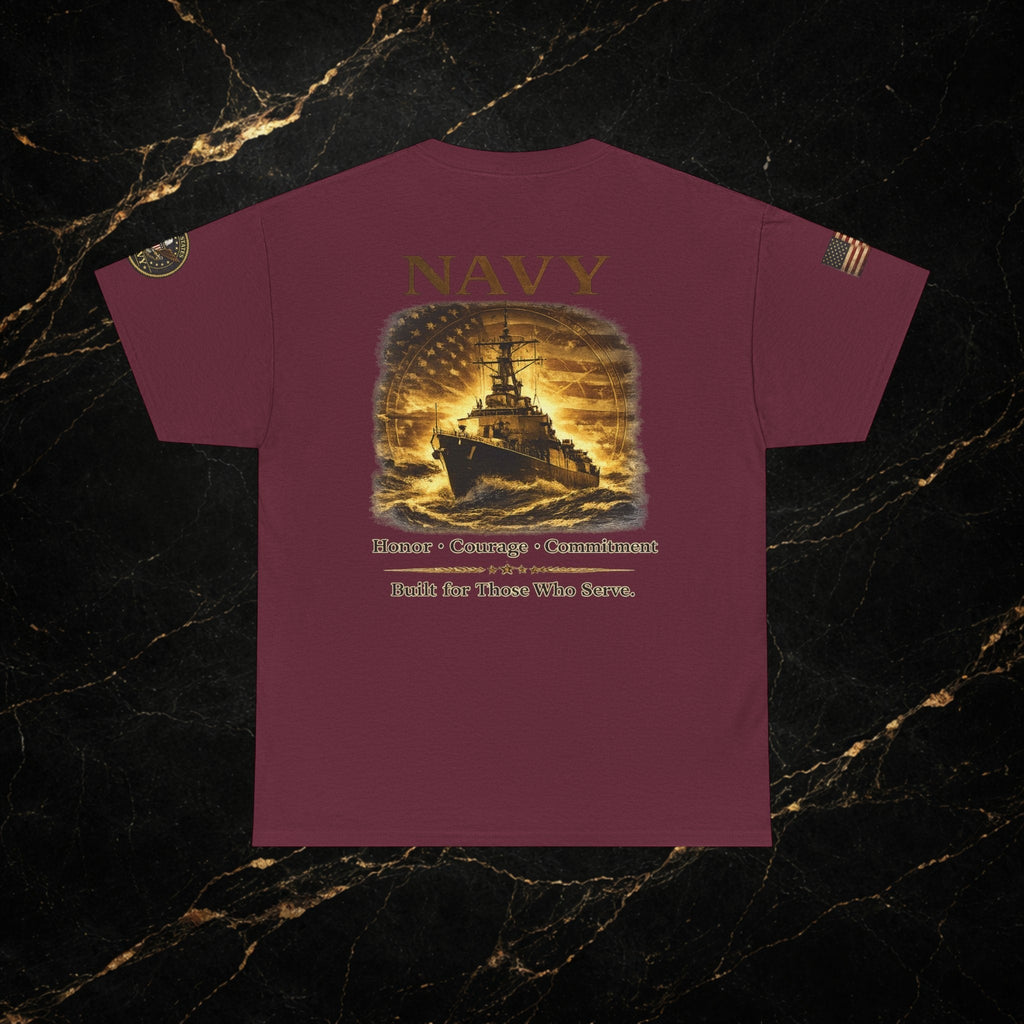 Navy ‘Forged at Sea’ Crew Neck Tee — Honor Courage Commitment Military T‑Shirt