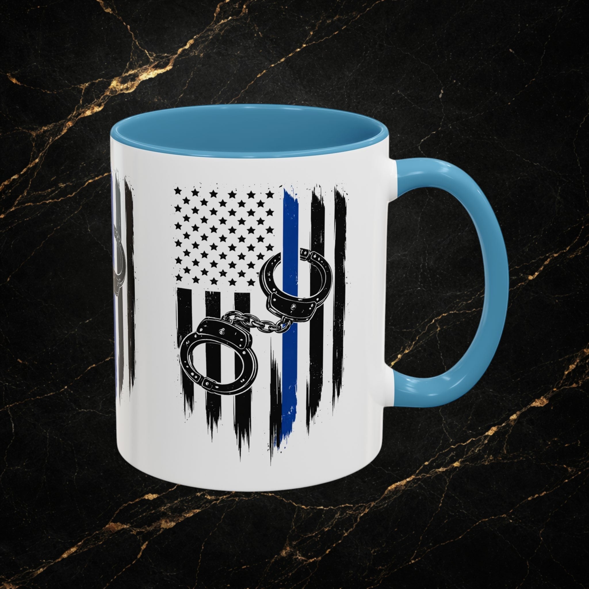 Police 911 Accent Coffee Mug — Patrol Car with Lights Coffee Cup (11/15oz)