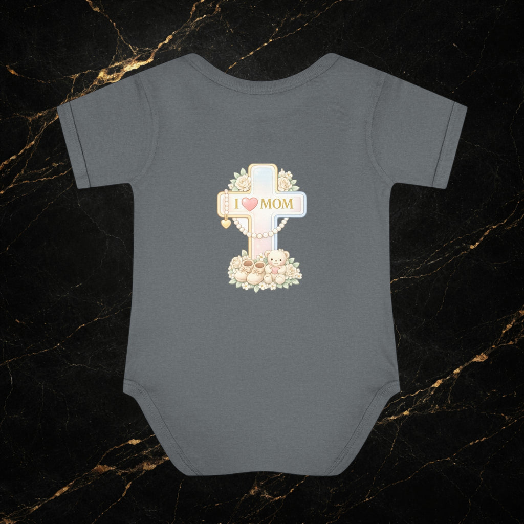 Mom's Greatest Blessing Infant Bodysuit — "Mom" Cross Newborn Onesie