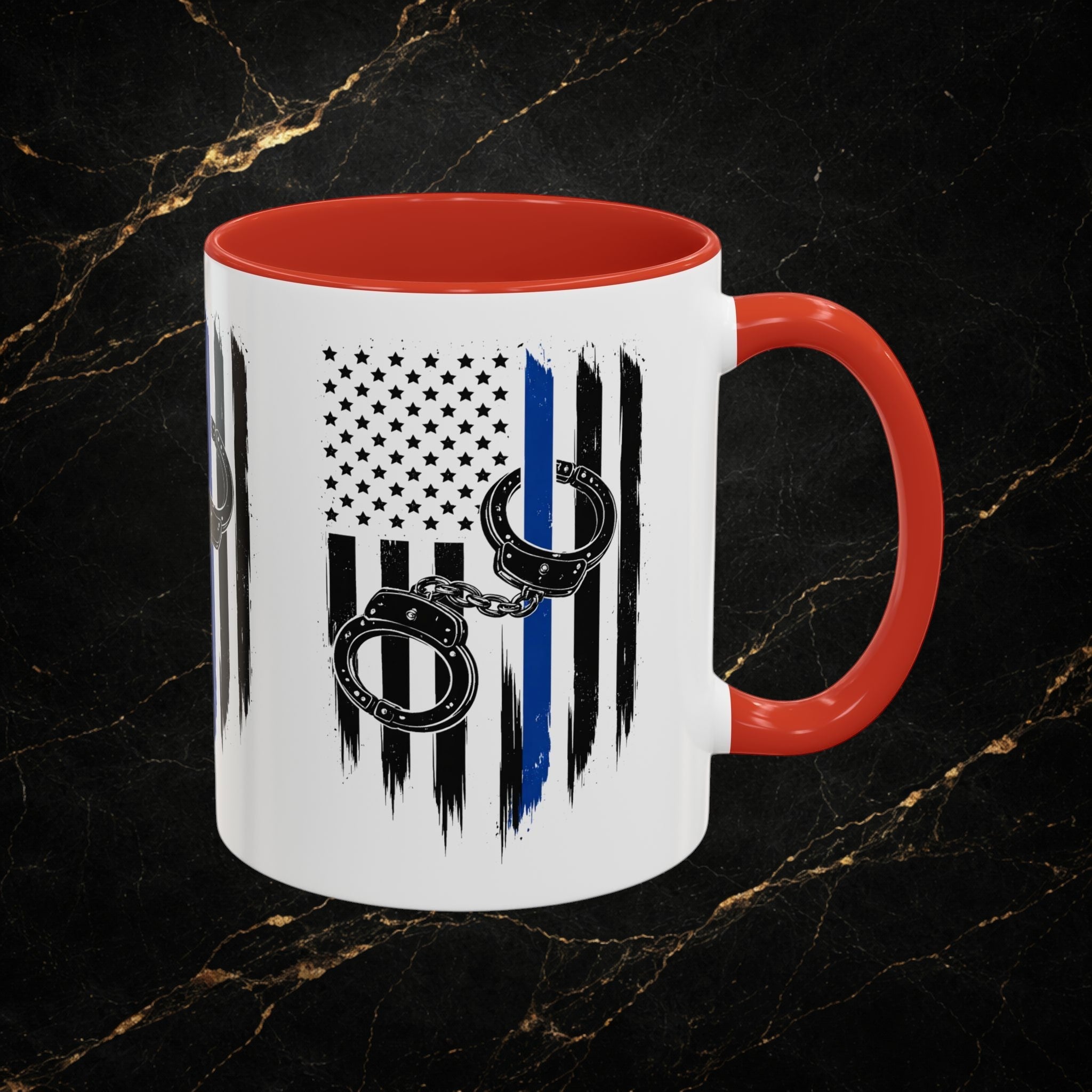 Police 911 Accent Coffee Mug — Patrol Car with Lights Coffee Cup (11/15oz)