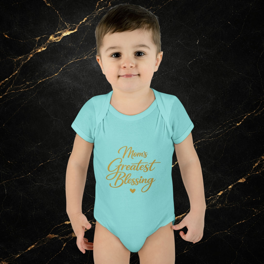 Mom's Greatest Blessing Infant Bodysuit — "Mom" Cross Newborn Onesie