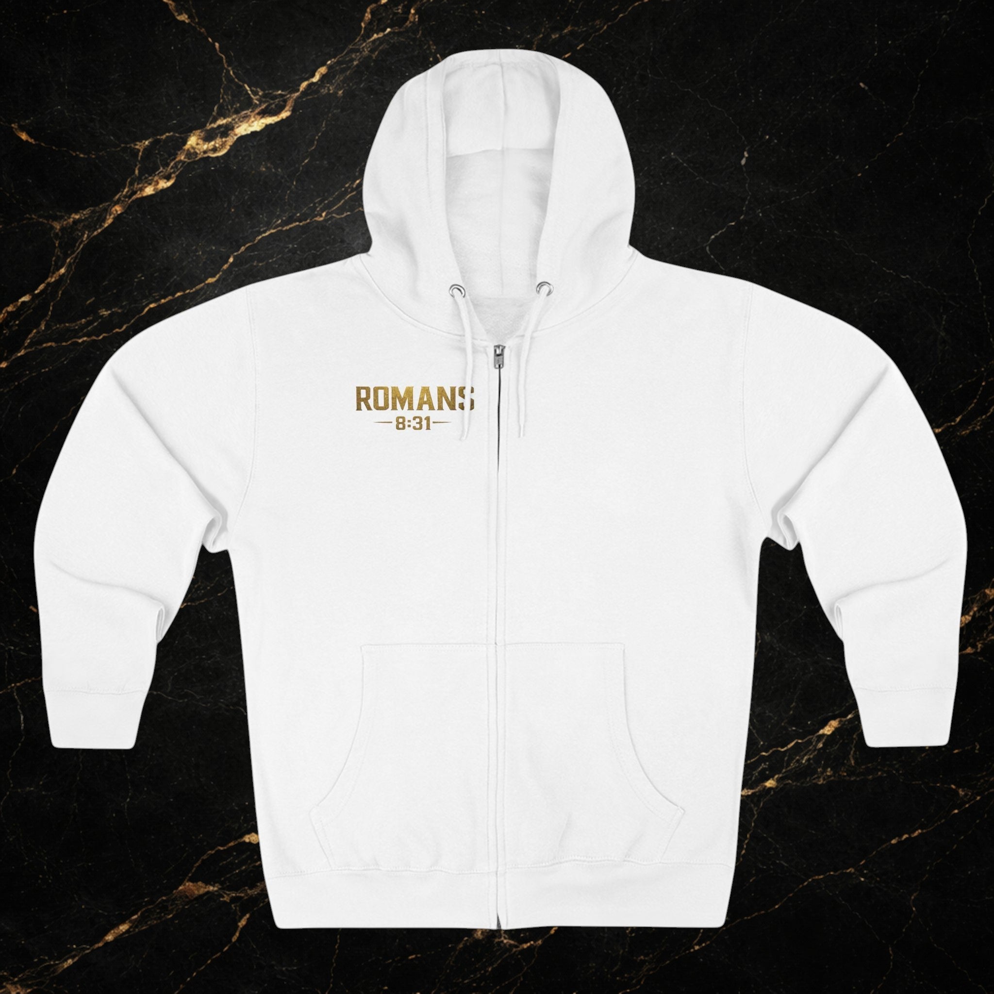 Romans 8:31 Cross Zip Hoodie — If God Is For Us Inspirational Christian Hoodie