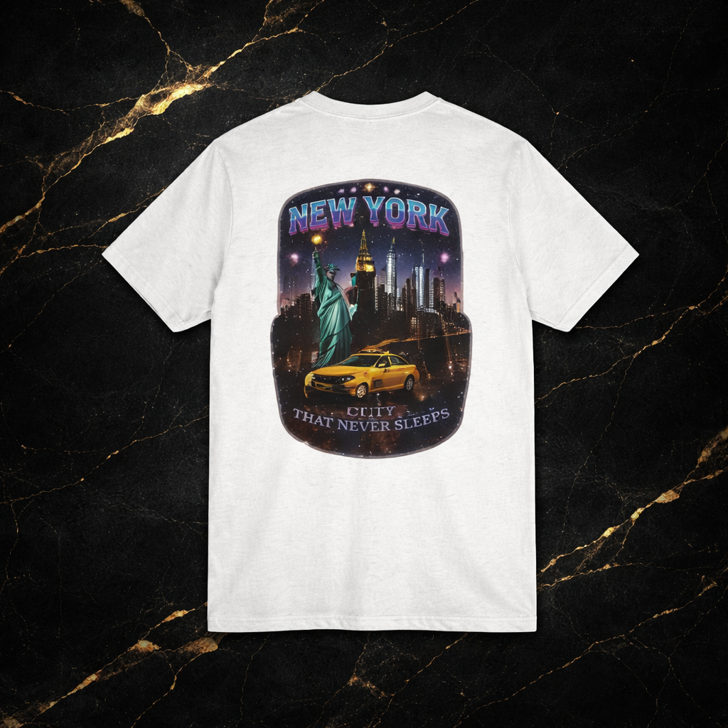 New York City Night Tee – Realistic NYC Skyline Taxi Graphic Shirt | “The City That Never Sleeps” Premium Urban Streetwear