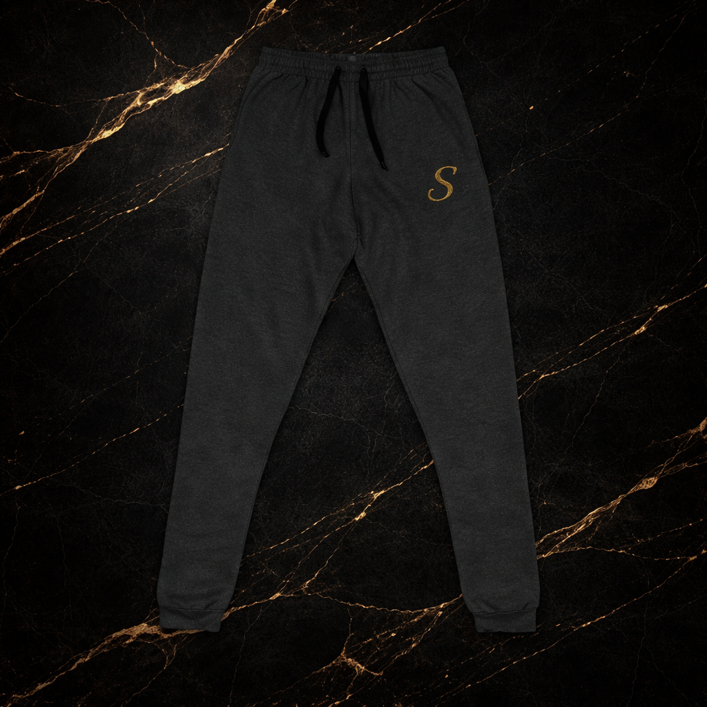 Embroidered 'Soul & Silk' Joggers — Cozy Charcoal Sweatpants