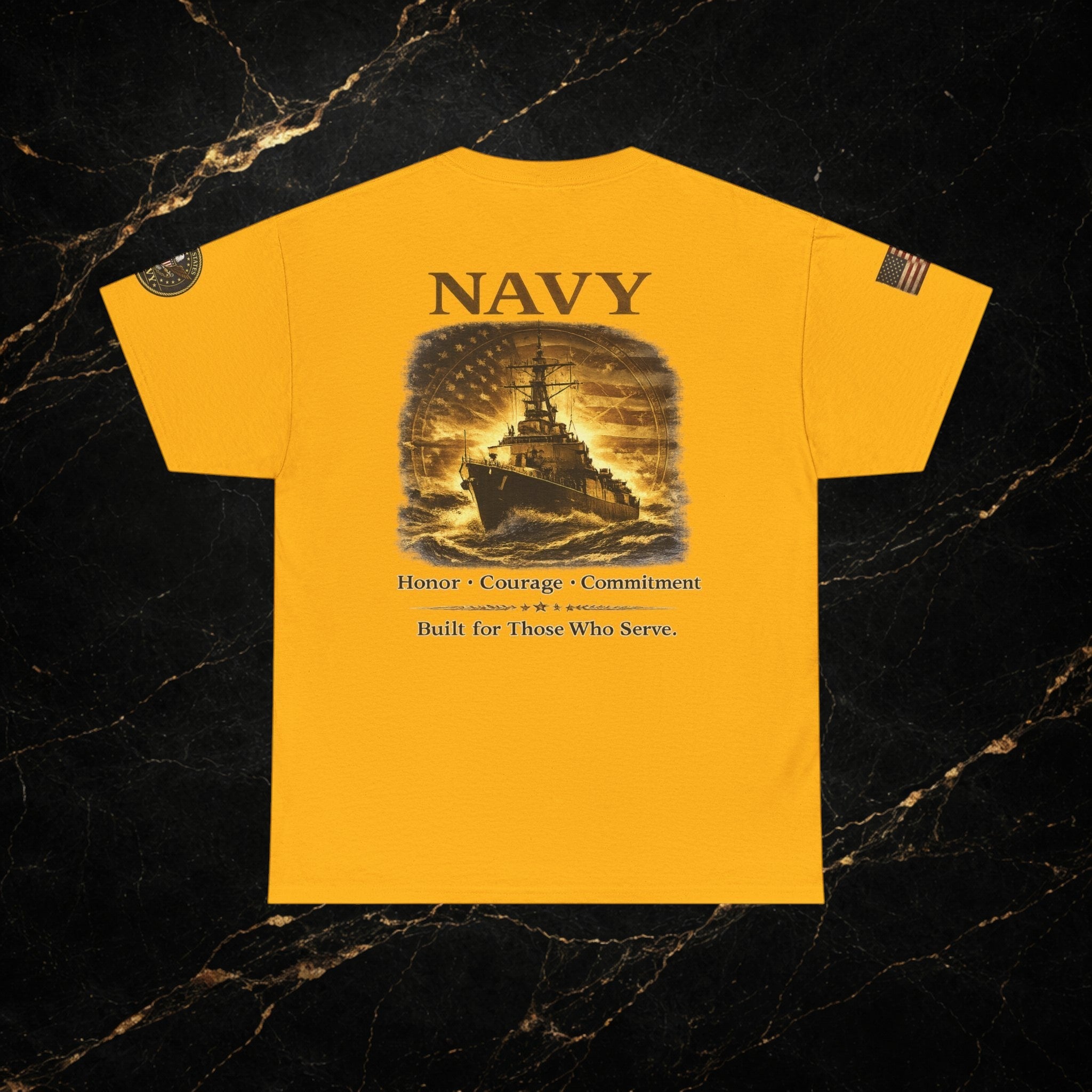 Navy ‘Forged at Sea’ Crew Neck Tee — Honor Courage Commitment Military T‑Shirt