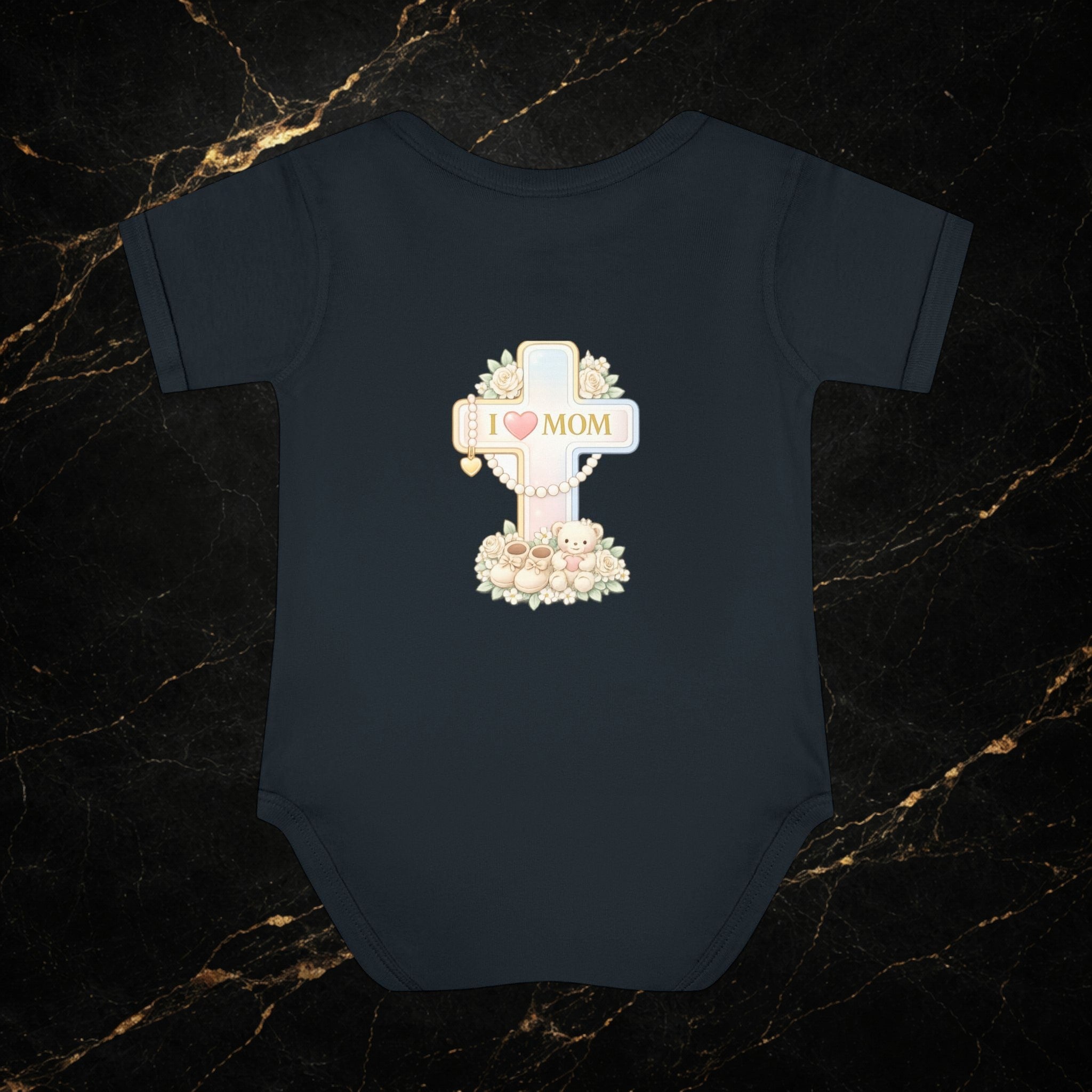Mom's Greatest Blessing Infant Bodysuit — "Mom" Cross Newborn Onesie