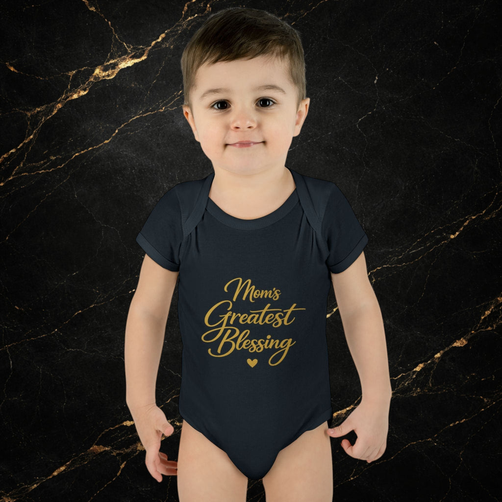 Mom's Greatest Blessing Infant Bodysuit — "Mom" Cross Newborn Onesie