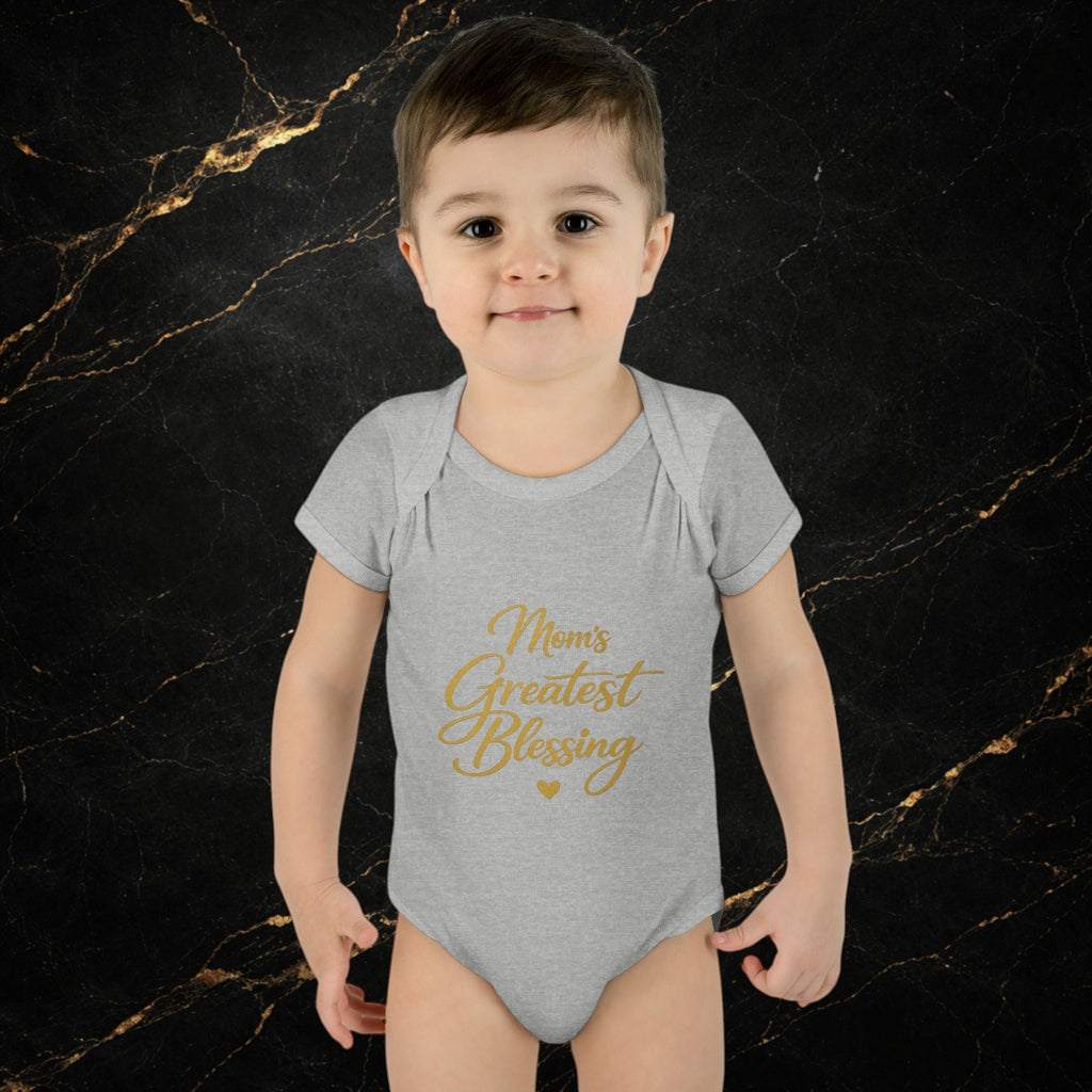 Mom's Greatest Blessing Infant Bodysuit — "Mom" Cross Newborn Onesie