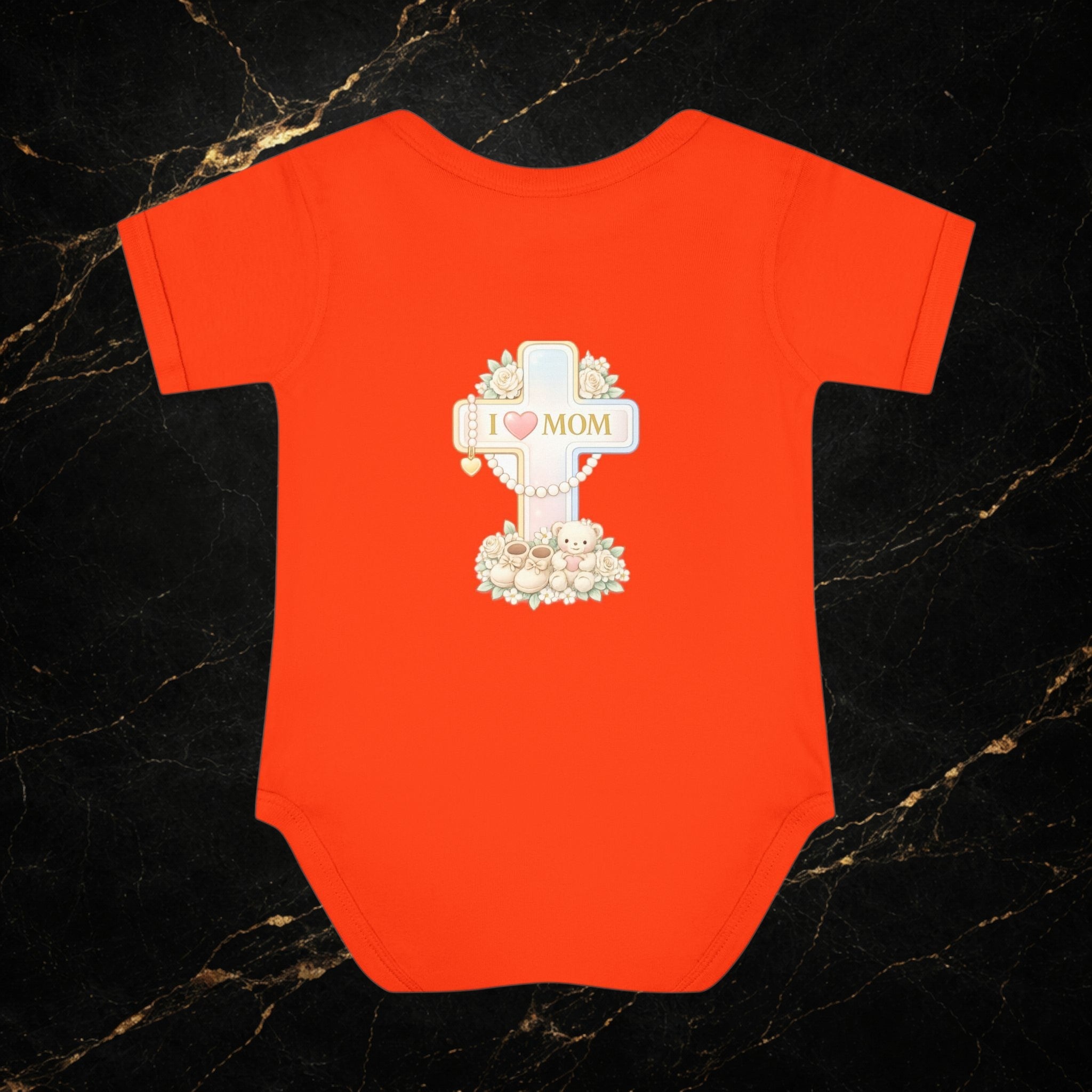 Mom's Greatest Blessing Infant Bodysuit — "Mom" Cross Newborn Onesie