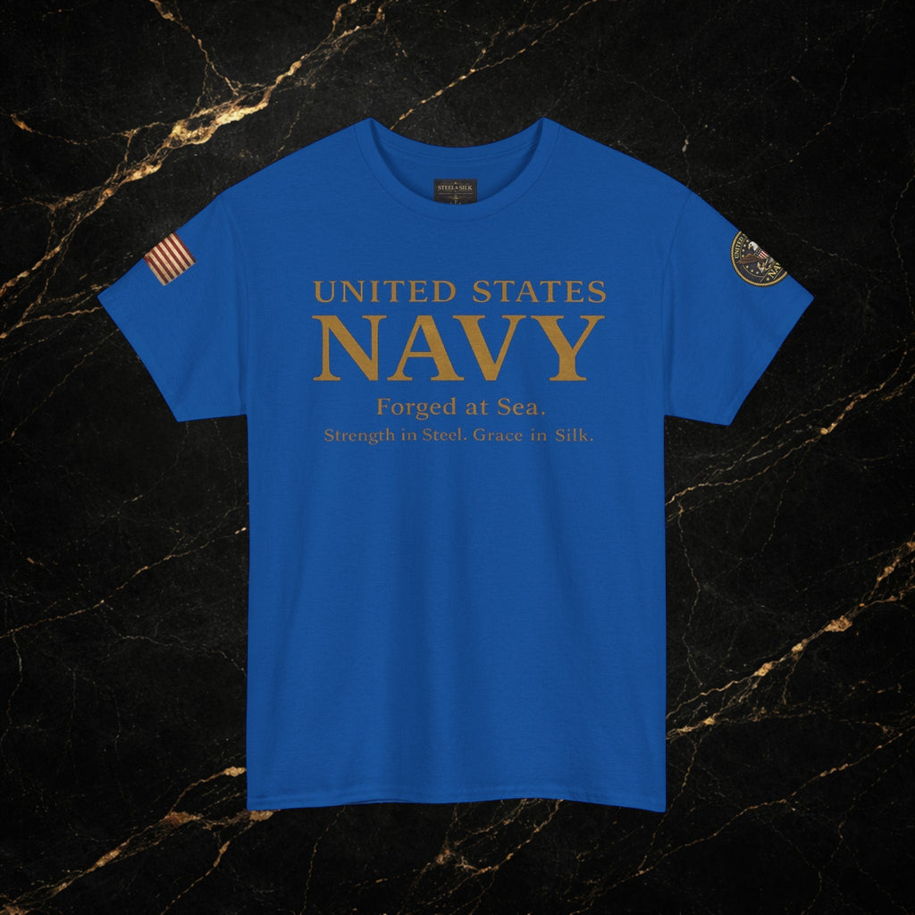 Navy ‘Forged at Sea’ Crew Neck Tee — Honor Courage Commitment Military T‑Shirt