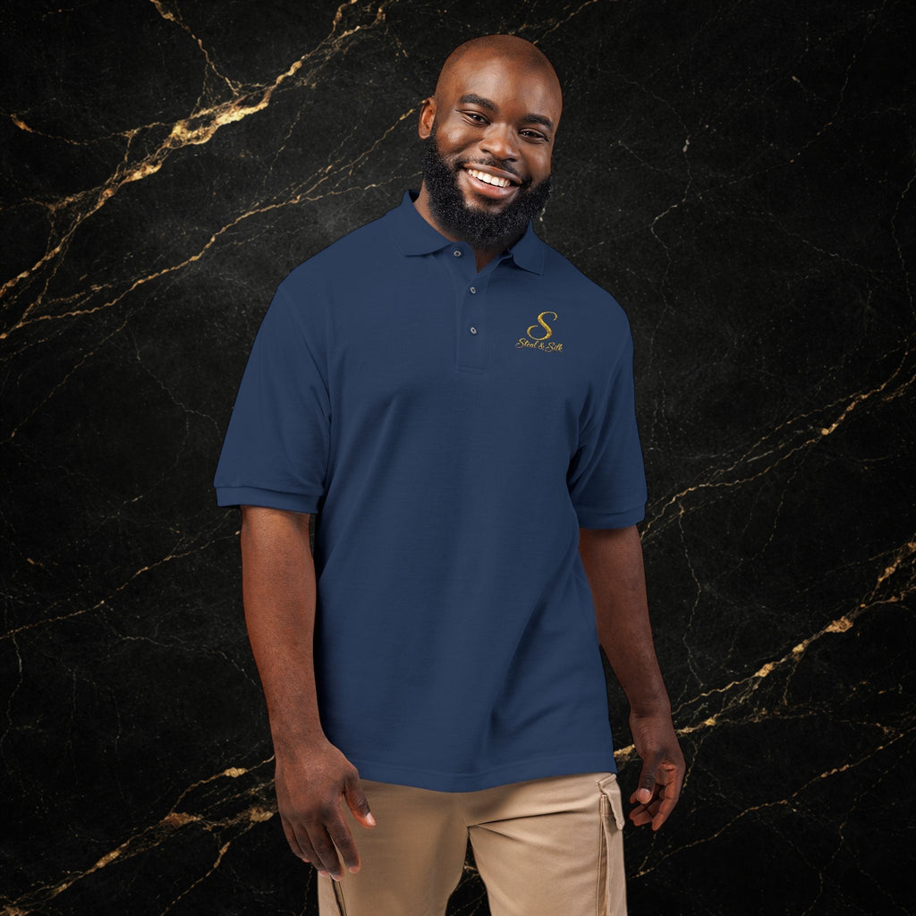 Embroidered Gold Snake Logo Polo Shirt — Classic Casual Dress Polo