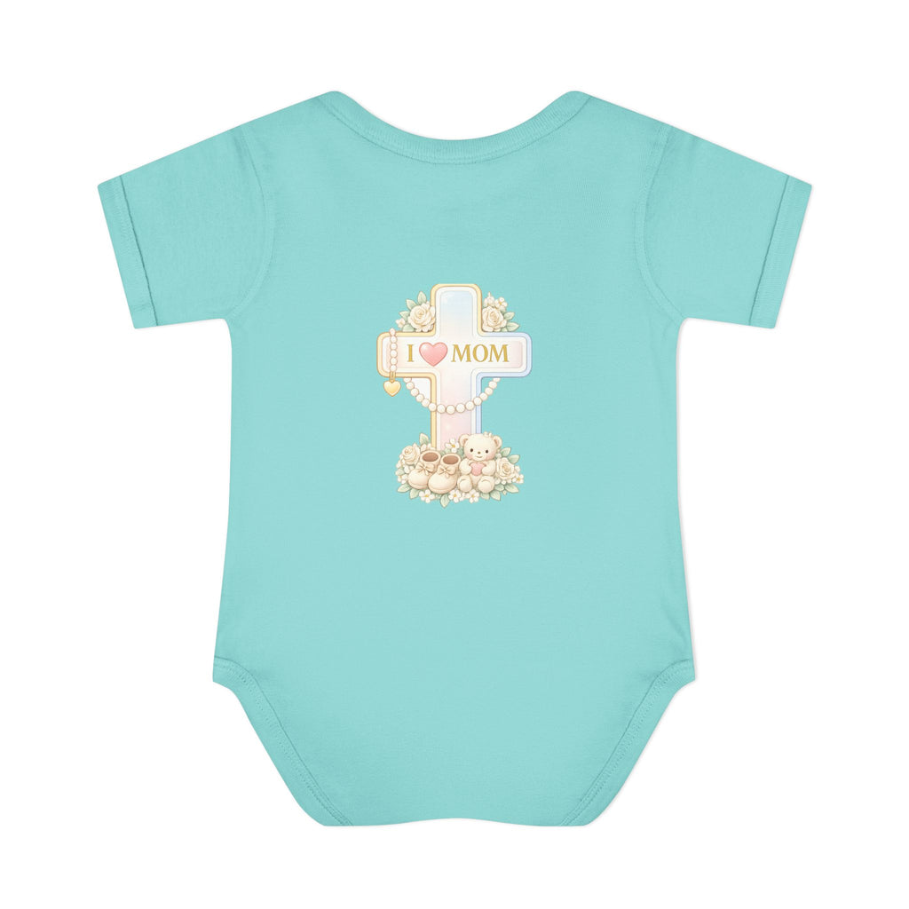 Mom's Greatest Blessing Infant Bodysuit — "Mom" Cross Newborn Onesie