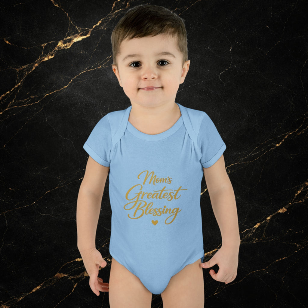 Mom's Greatest Blessing Infant Bodysuit — "Mom" Cross Newborn Onesie
