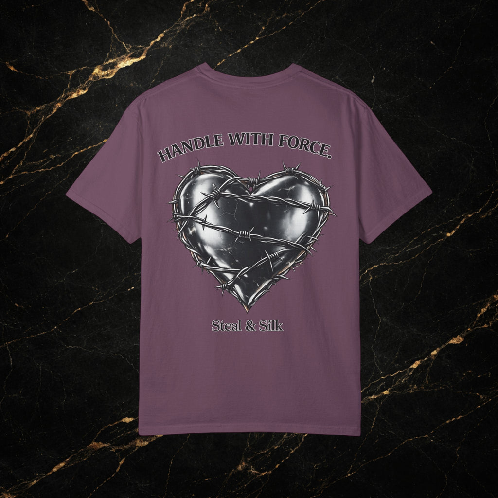 Handle With Force Heart Graphic T-Shirt — "Steal & Silk" Band Tee