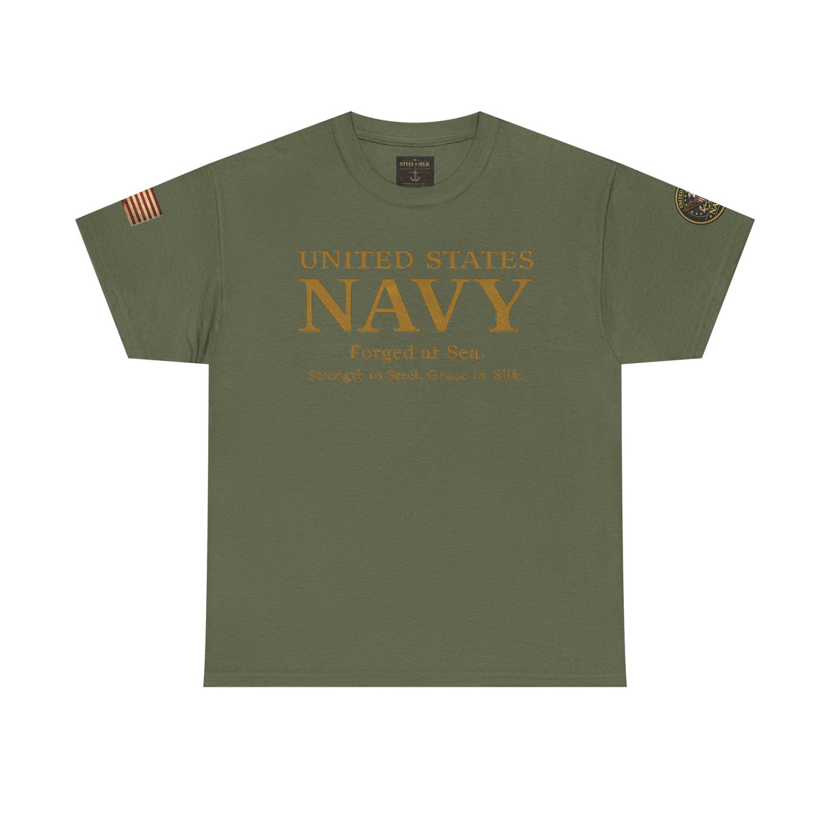 Navy ‘Forged at Sea’ Crew Neck Tee — Honor Courage Commitment Military T‑Shirt