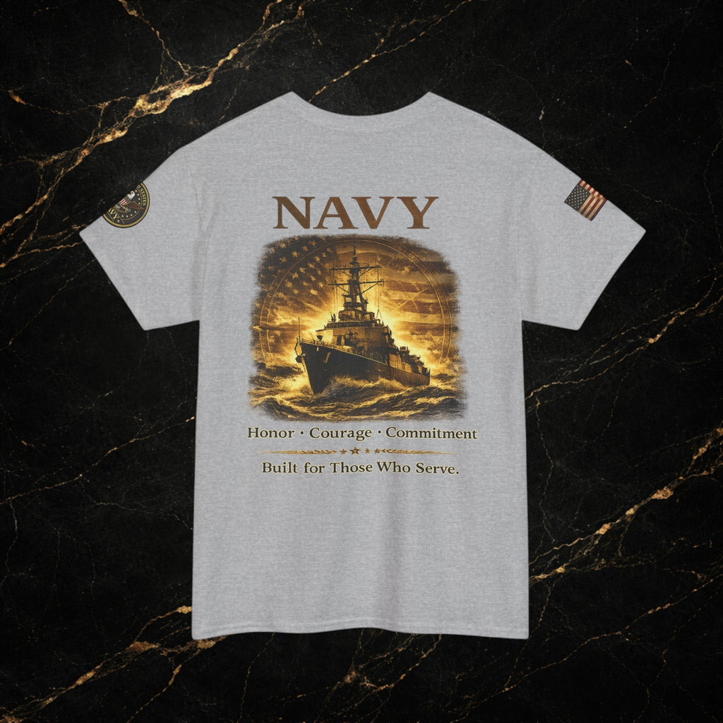 Navy ‘Forged at Sea’ Crew Neck Tee — Honor Courage Commitment Military T‑Shirt