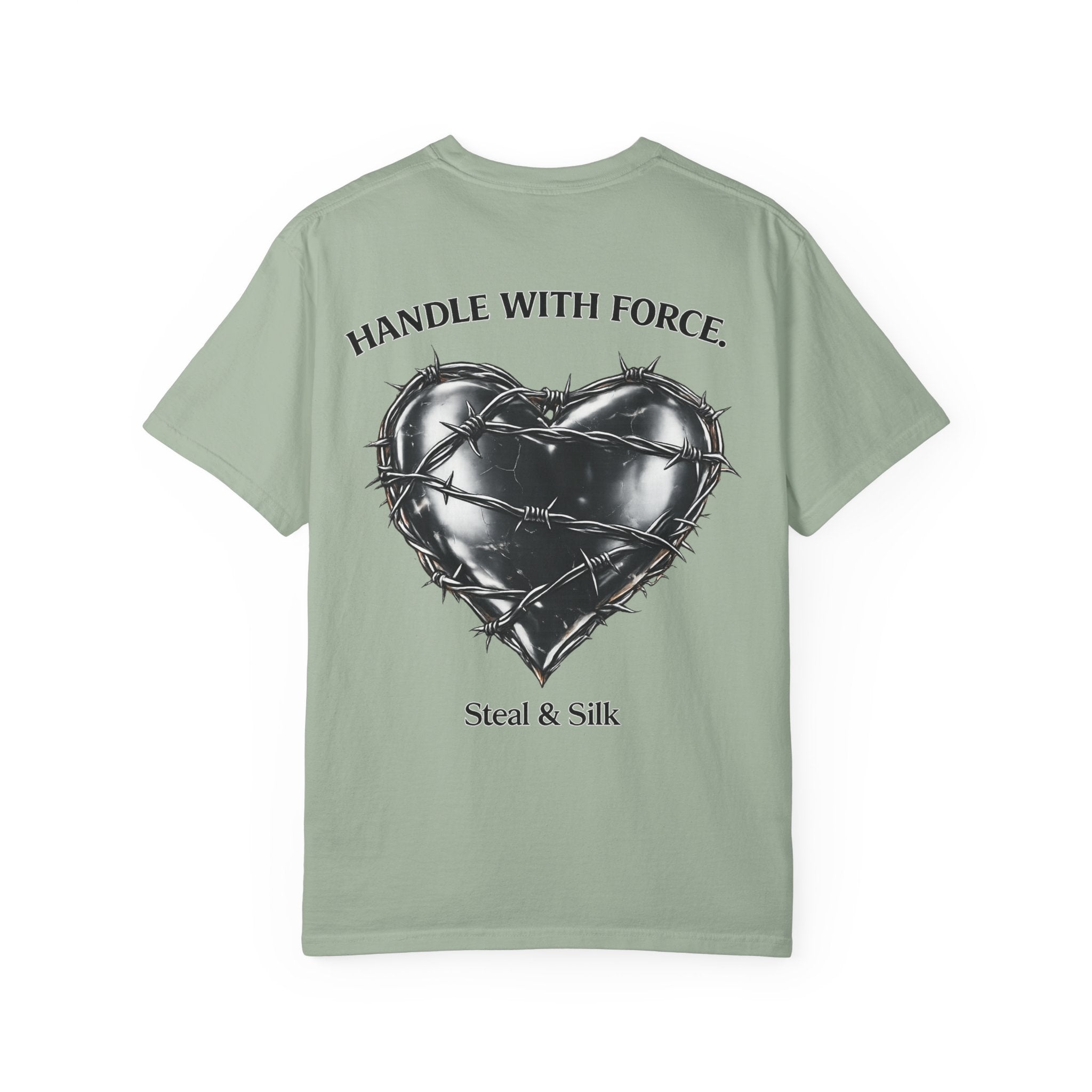 Handle With Force Heart Graphic T-Shirt — "Steal & Silk" Band Tee