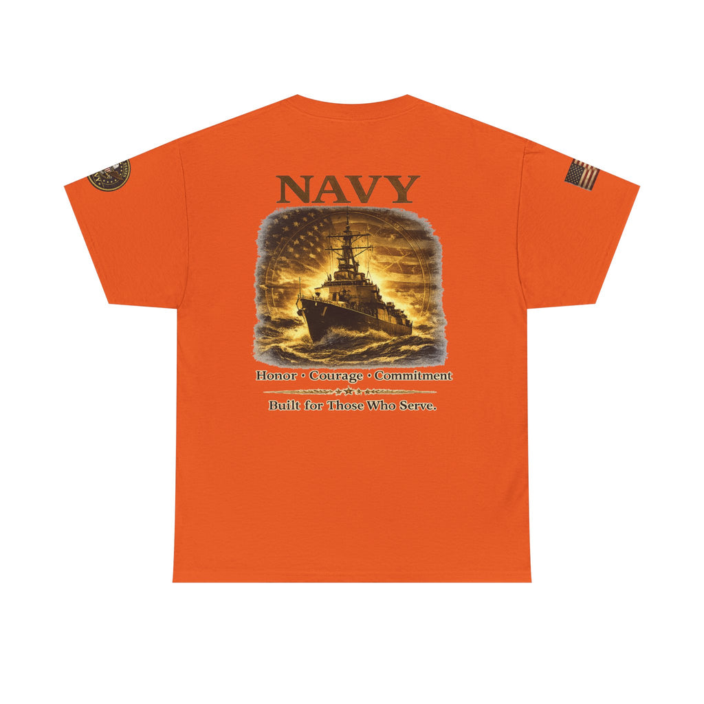 Navy ‘Forged at Sea’ Crew Neck Tee — Honor Courage Commitment Military T‑Shirt