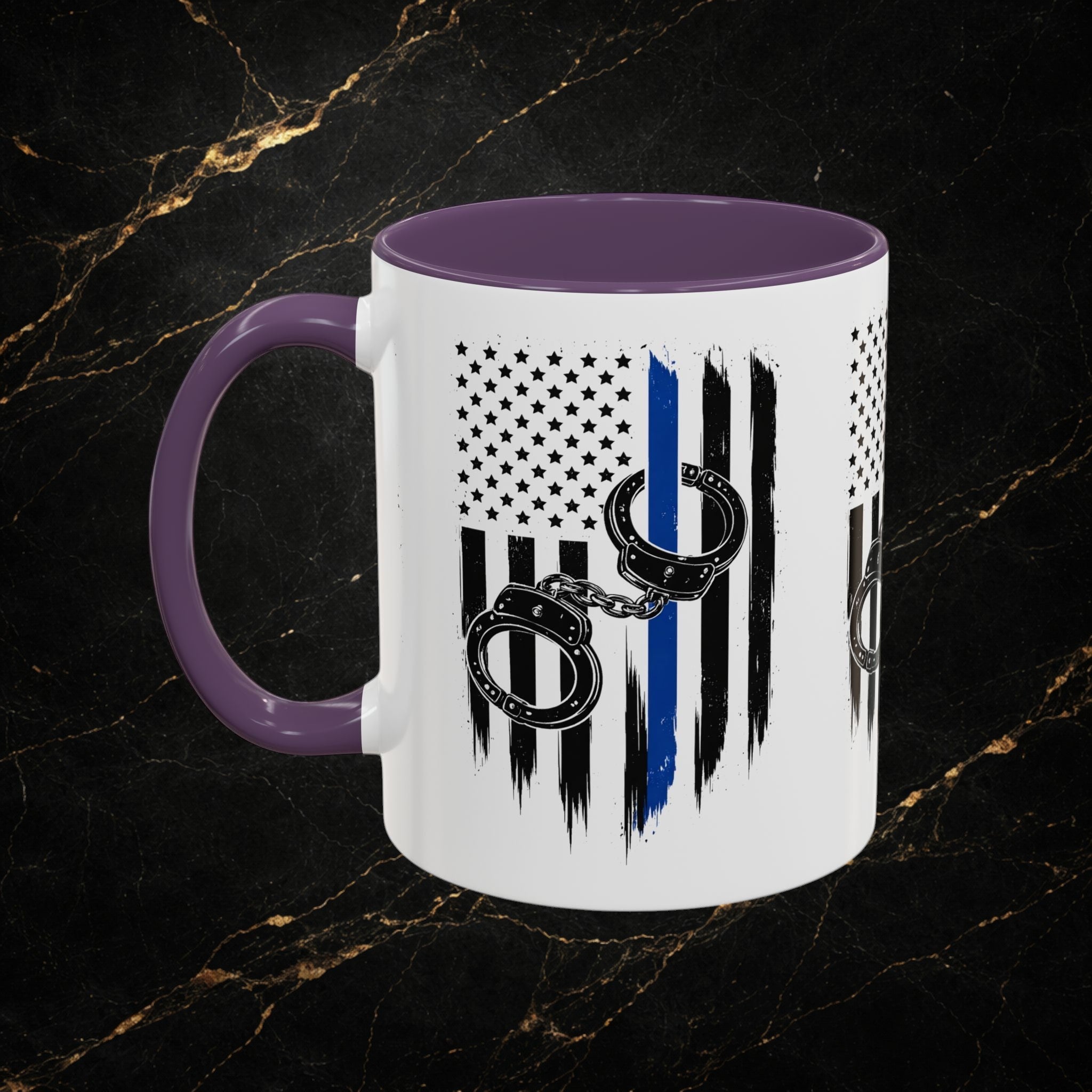 Police 911 Accent Coffee Mug — Patrol Car with Lights Coffee Cup (11/15oz)