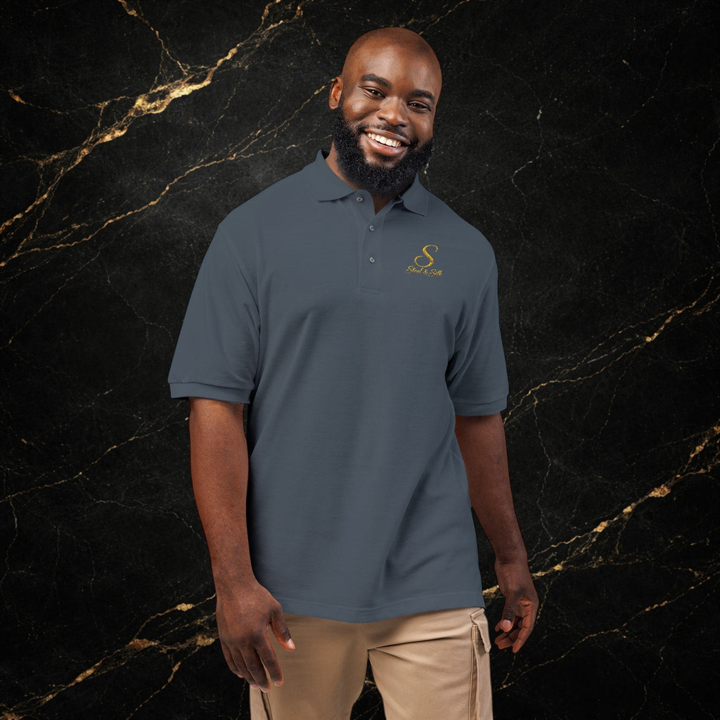 Embroidered Gold Snake Logo Polo Shirt — Classic Casual Dress Polo