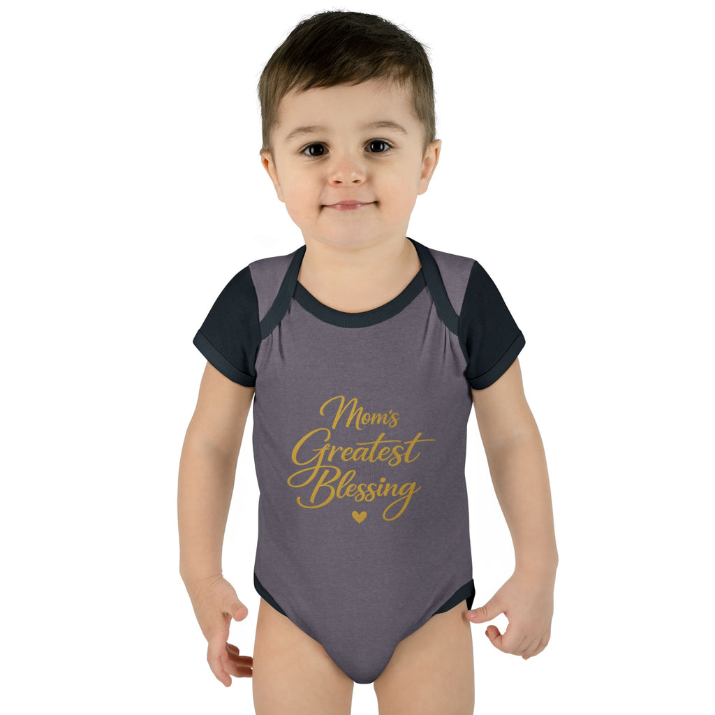 Mom's Greatest Blessing Infant Bodysuit — "Mom" Cross Newborn Onesie