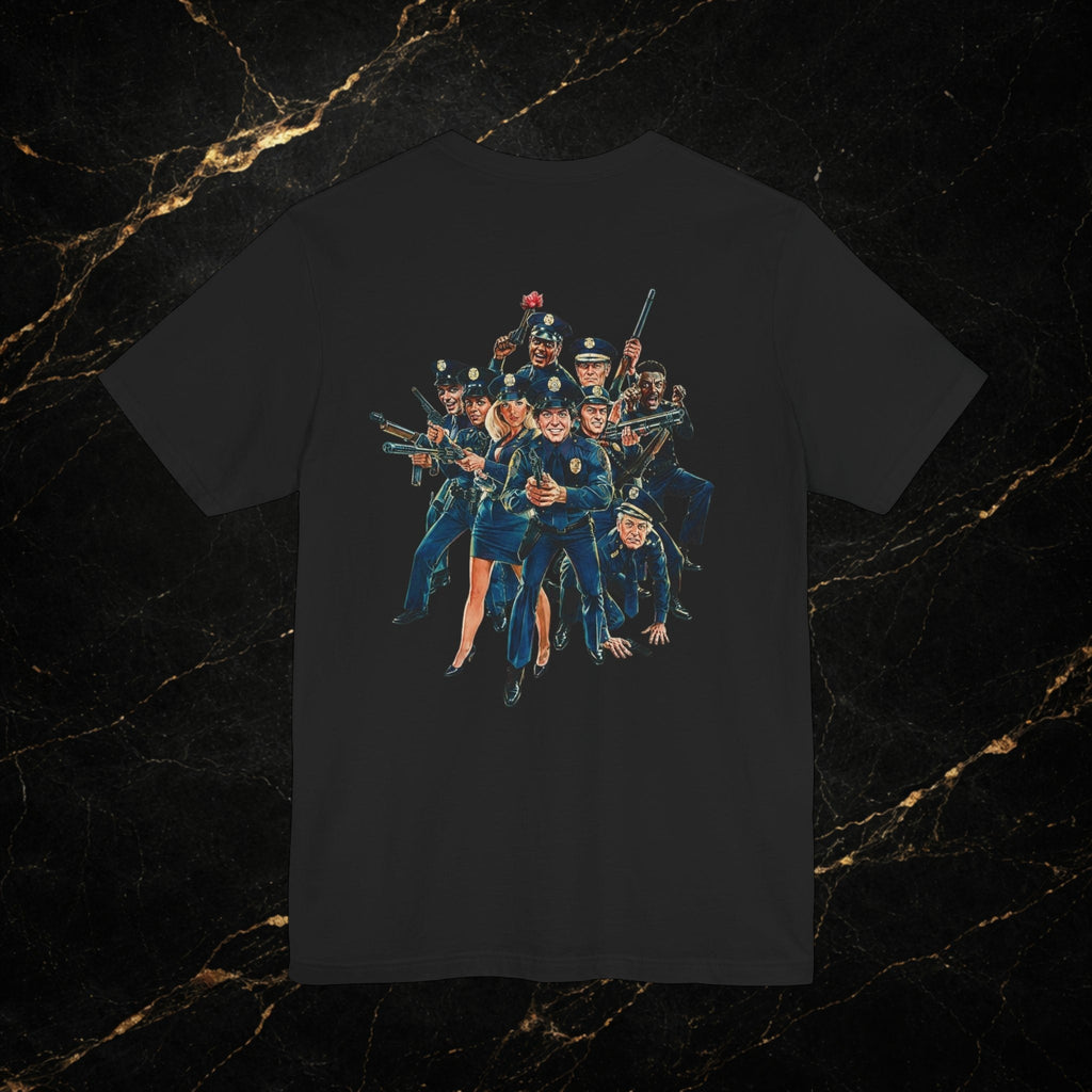 Police Squad! Retro Comedy Movie Tee — Vintage Ensemble Back Print T‑Shirt