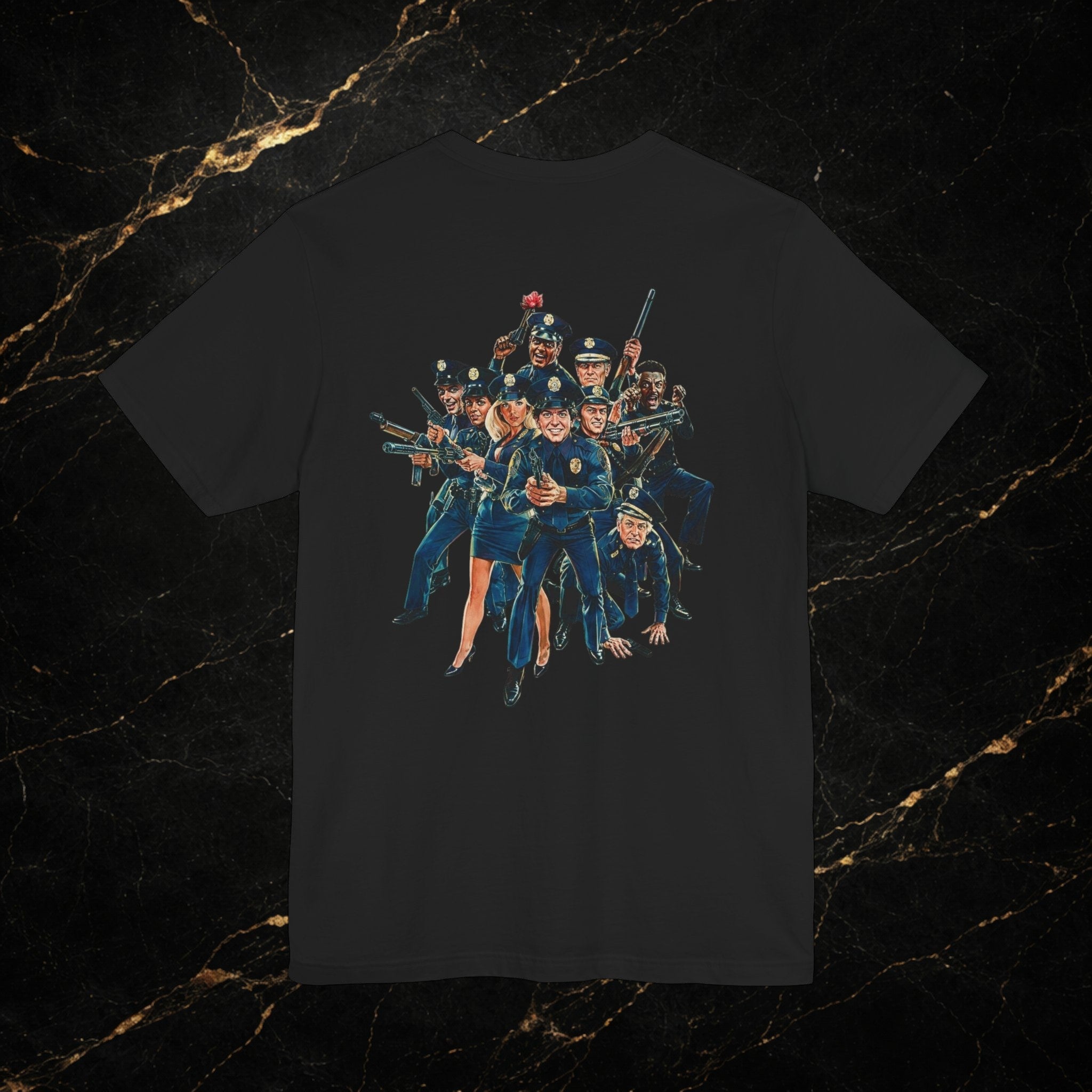Police Squad! Retro Comedy Movie Tee — Vintage Ensemble Back Print T‑Shirt
